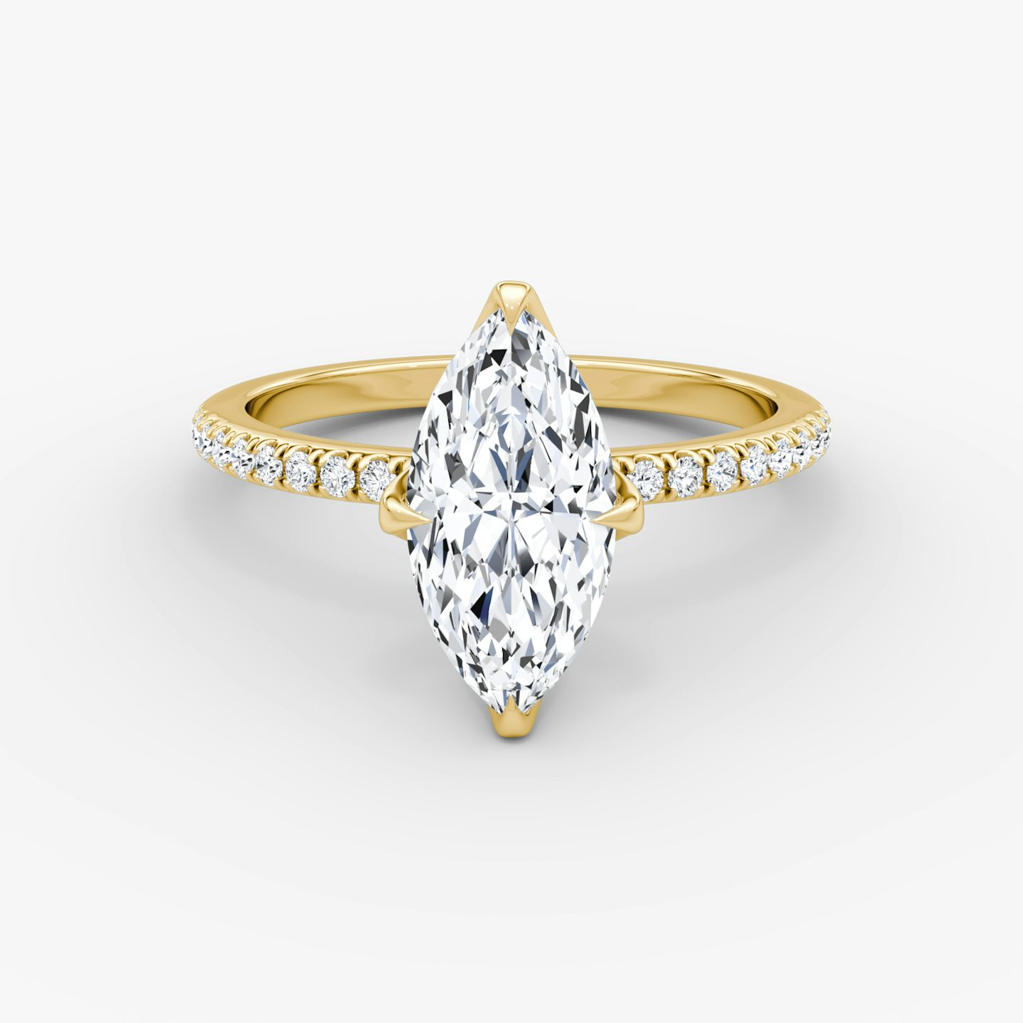 The Classic Petal | Marquise | 18k | Yellow Gold | bandAccent: Pavé | diamondOrientation: vertical | caratWeight: other
