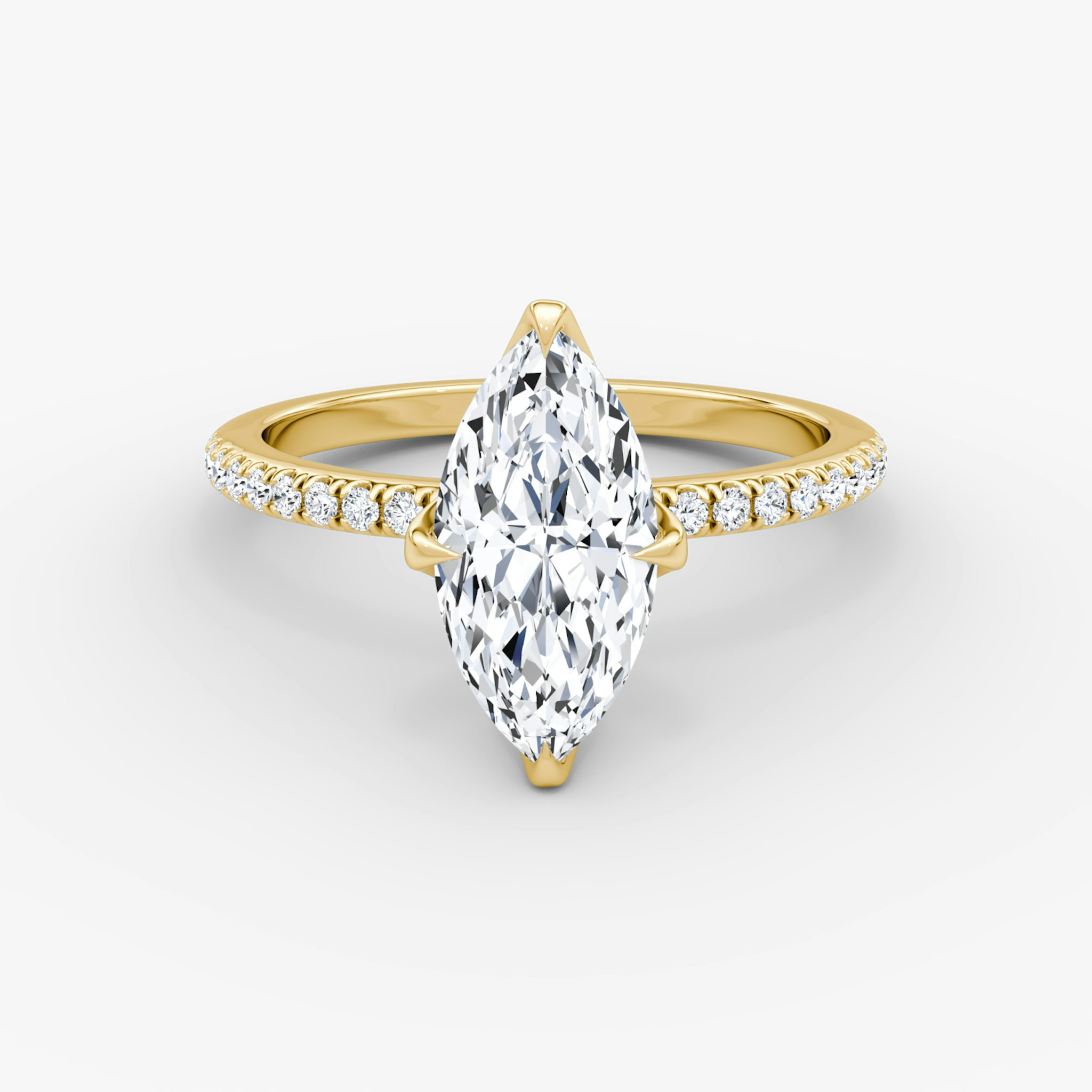 The Classic Petal | Marquise | 18k | Yellow Gold | bandAccent: Pavé | diamondOrientation: vertical | caratWeight: other