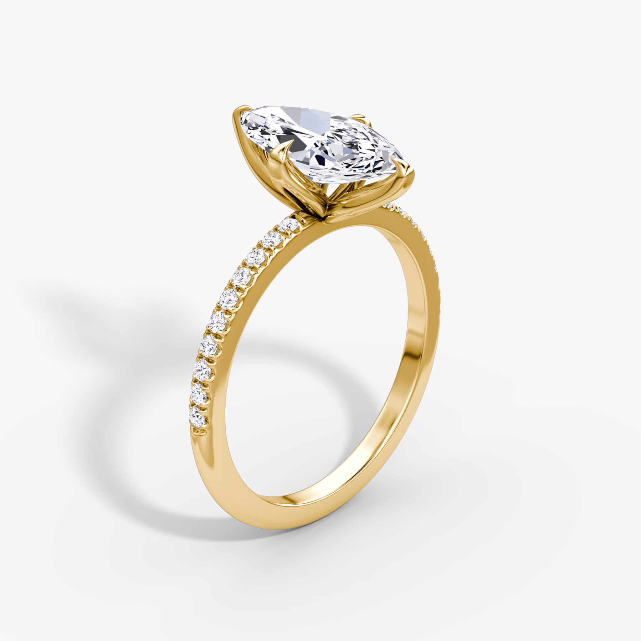 The Classic Petal | Marquise | 18k | Yellow Gold | bandAccent: Pavé | diamondOrientation: vertical | caratWeight: other