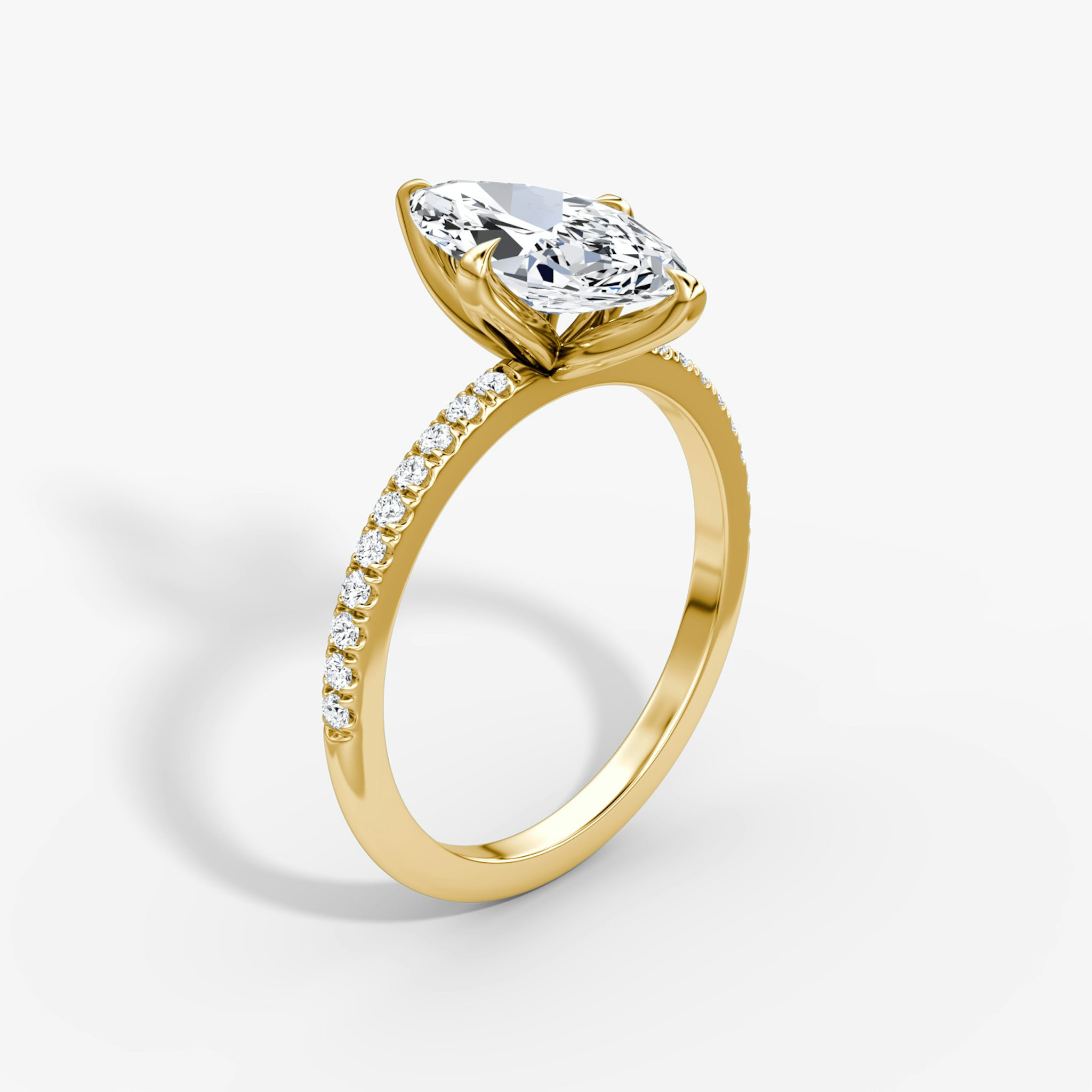 The Classic Petal | Marquise | 18k | Yellow Gold | bandAccent: Pavé | diamondOrientation: vertical | caratWeight: other