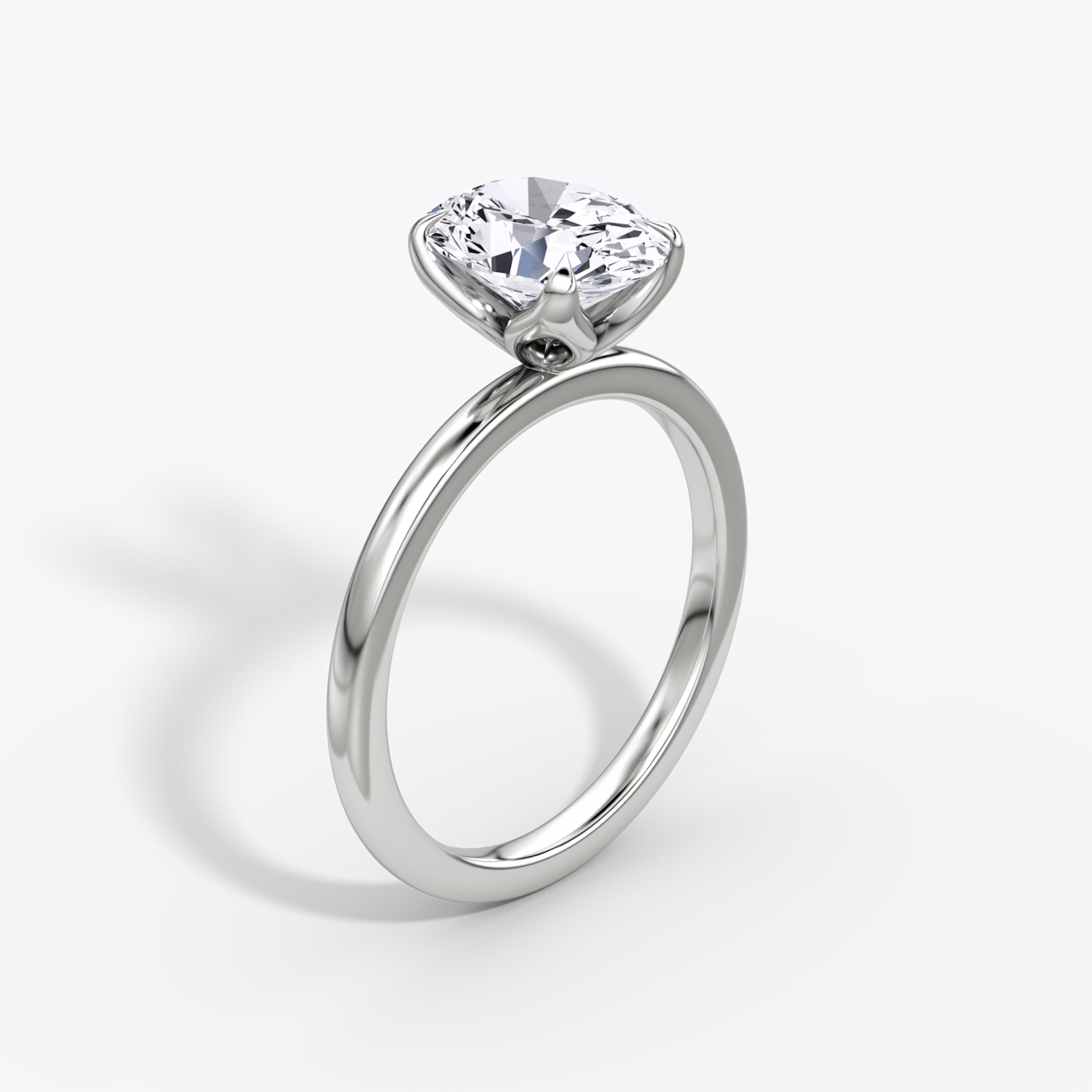 The Classic Petal | Oval | Platinum | bandAccent: Plain | diamondOrientation: vertical | caratWeight: other