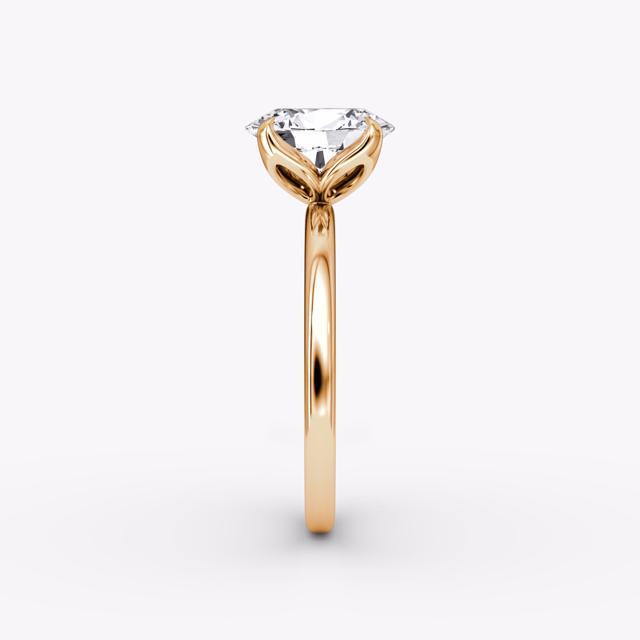 The Classic Petal | Oval | 14k | Rose Gold | bandAccent: Plain | diamondOrientation: vertical | caratWeight: other