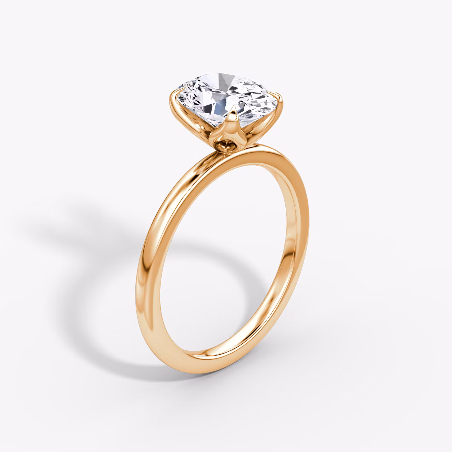 The Classic Petal | Oval | 14k | Rose Gold | bandAccent: Plain | diamondOrientation: vertical | caratWeight: other