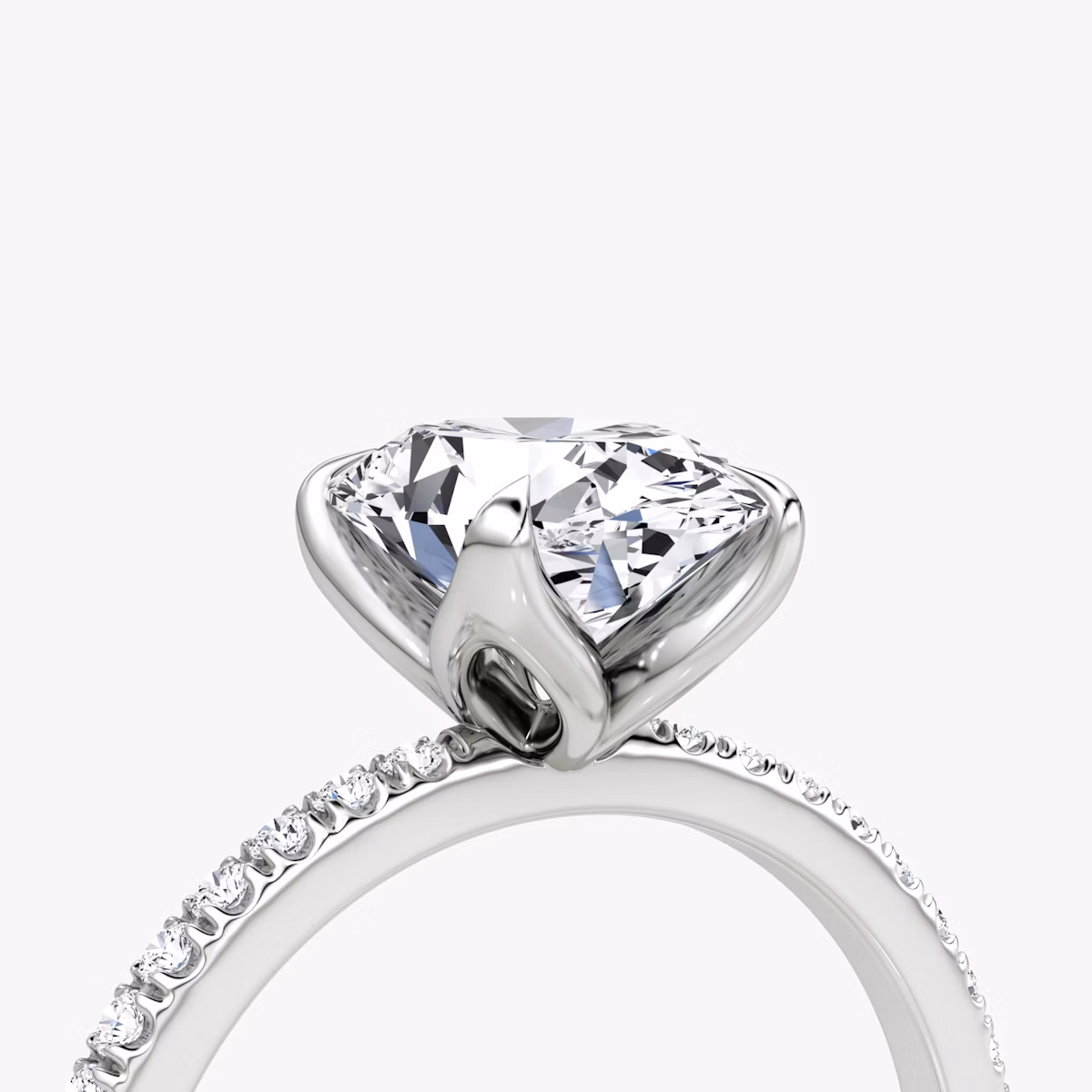 The Classic Petal | Oval | Platinum | bandAccent: Pavé | diamondOrientation: vertical | caratWeight: other