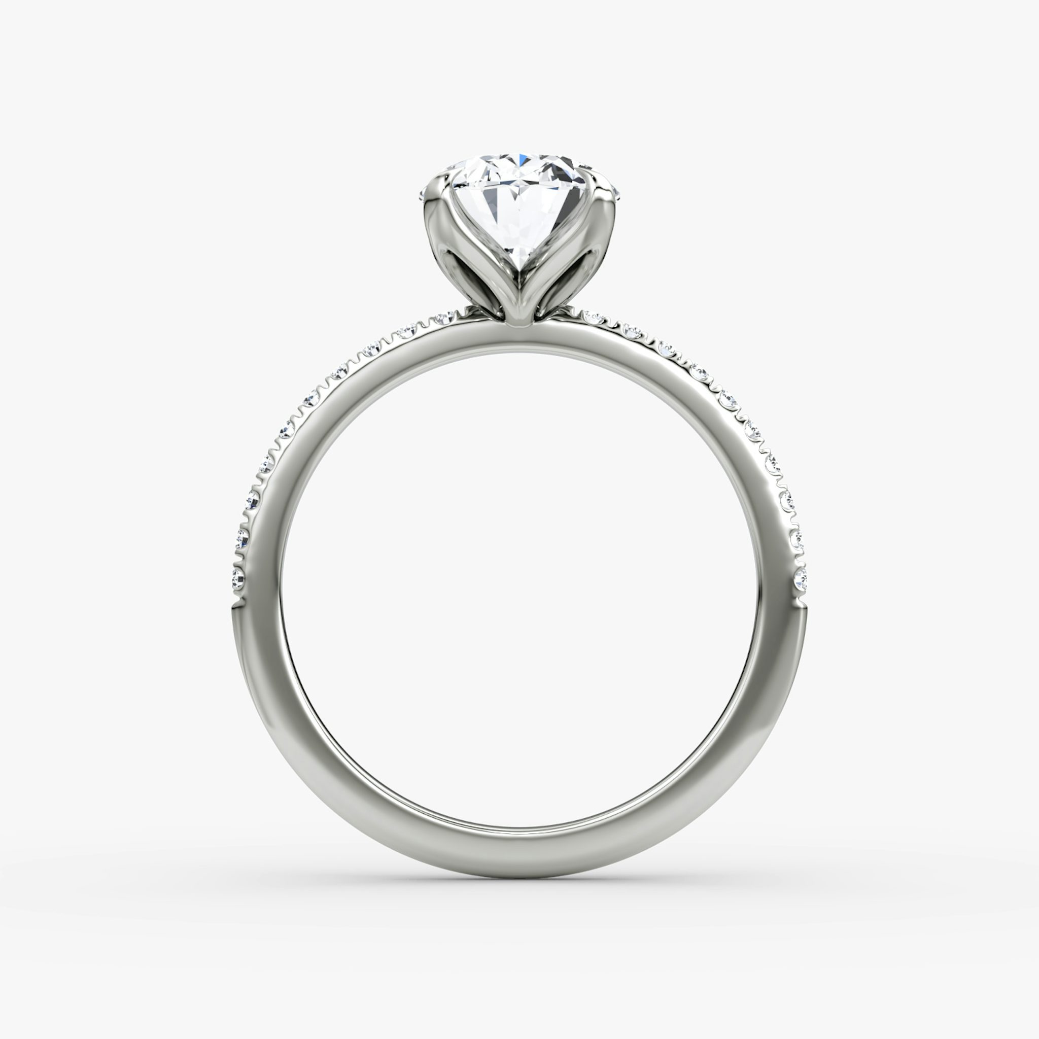The Classic Petal | Oval | 18k | White Gold | bandAccent: Pavé | diamondOrientation: vertical | caratWeight: other