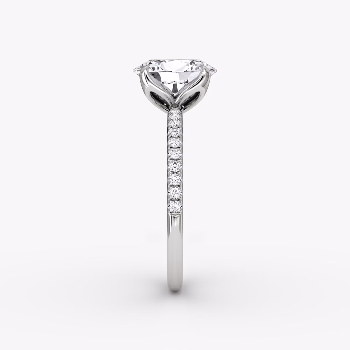 The Classic Petal | Oval | Platinum | bandAccent: Pavé | diamondOrientation: vertical | caratWeight: other