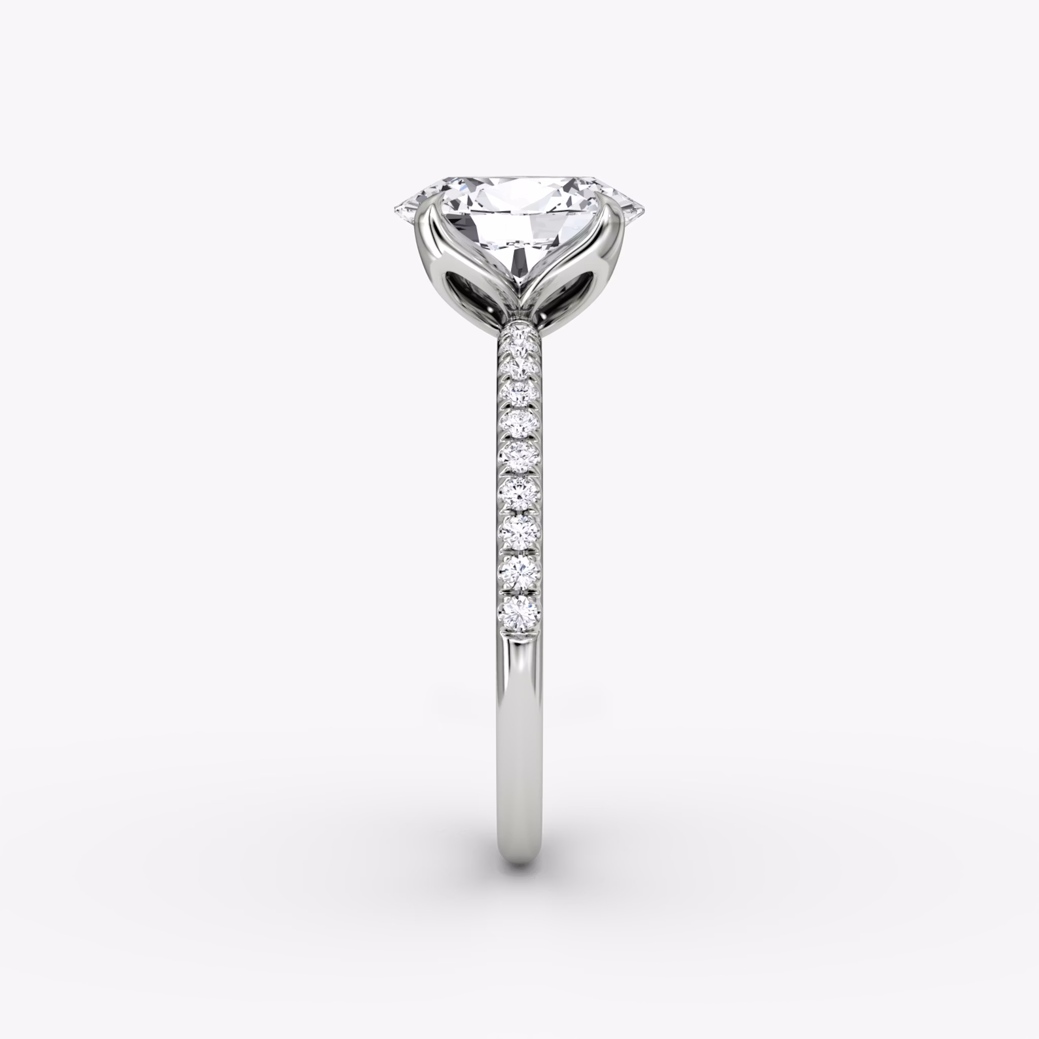 The Classic Petal | Oval | 18k | White Gold | bandAccent: Pavé | diamondOrientation: vertical | caratWeight: other