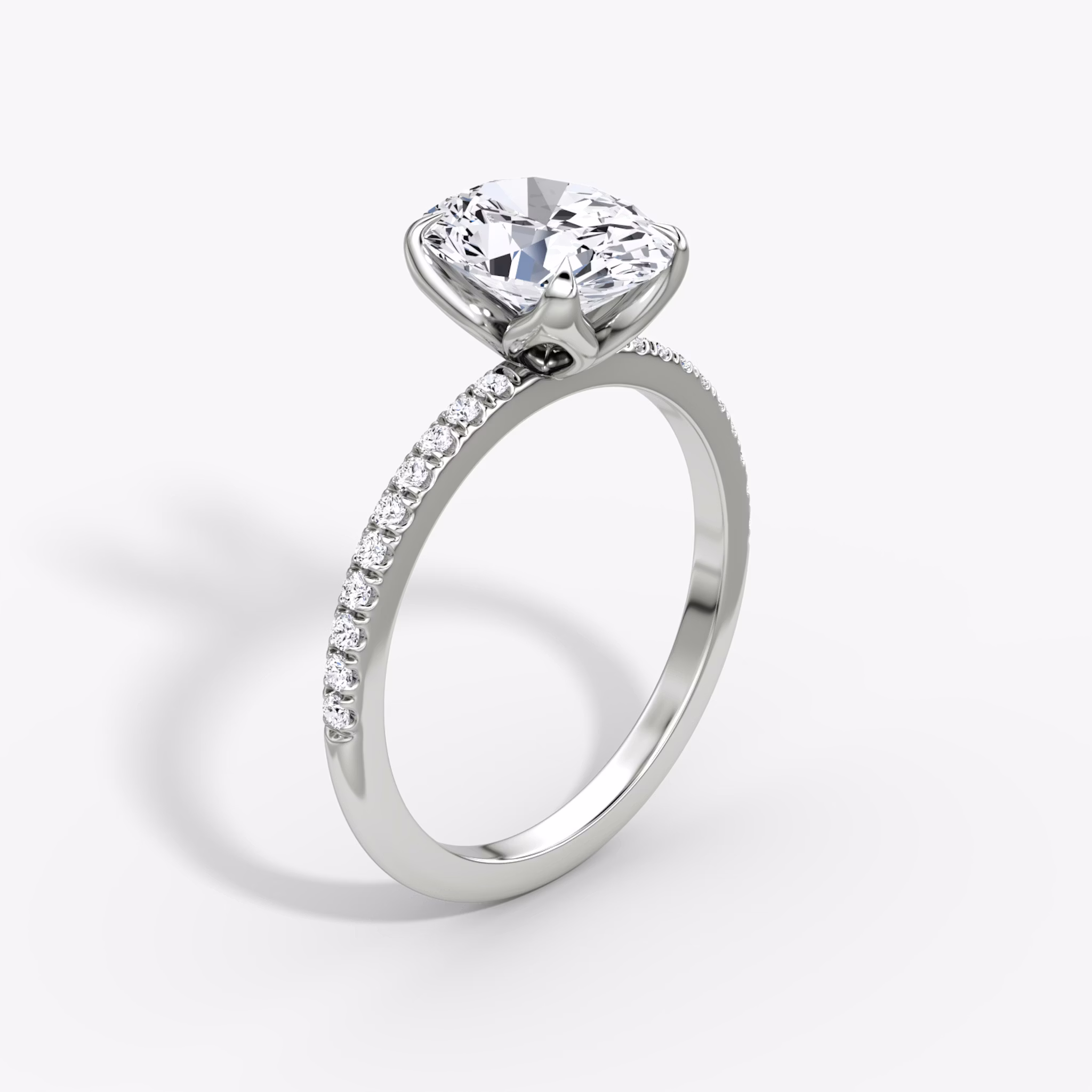 The Classic Petal | Oval | 18k | White Gold | bandAccent: Pavé | diamondOrientation: vertical | caratWeight: other