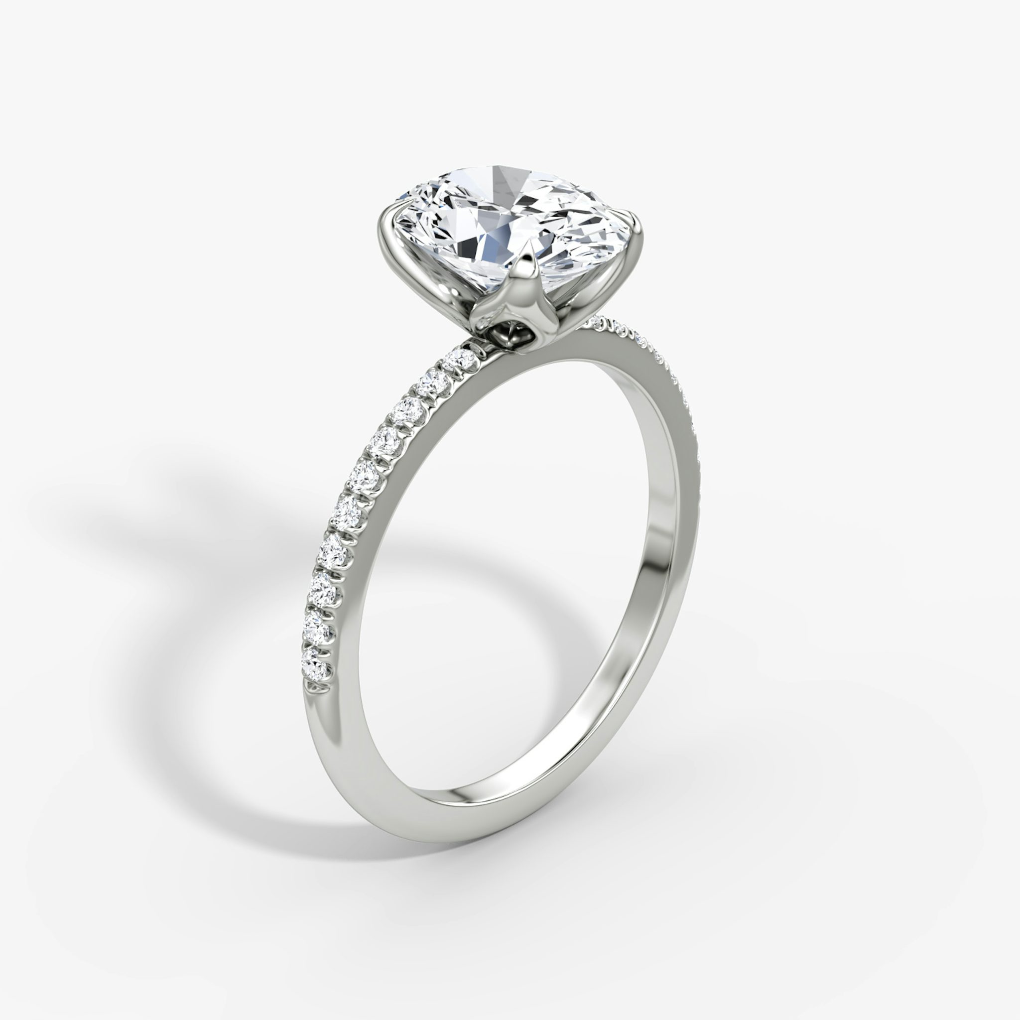 The Classic Petal | Oval | 18k | White Gold | bandAccent: Pavé | diamondOrientation: vertical | caratWeight: other