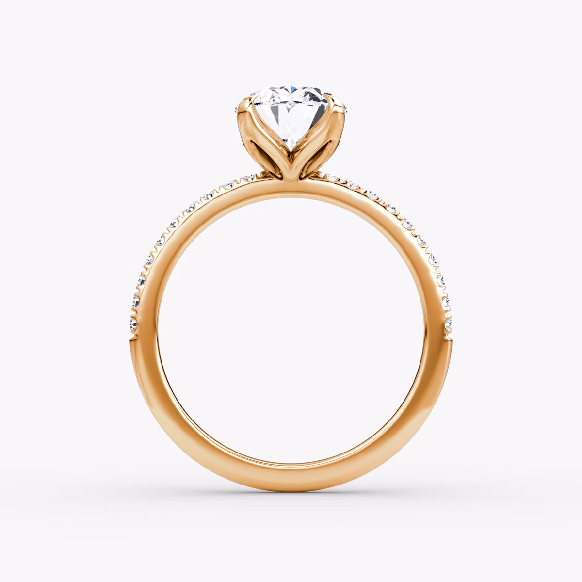 Classic Petal | Oval | 14k | Roségold | bandAccent: Mit Pavé-Besatz | diamondOrientation: vertical | caratWeight: other