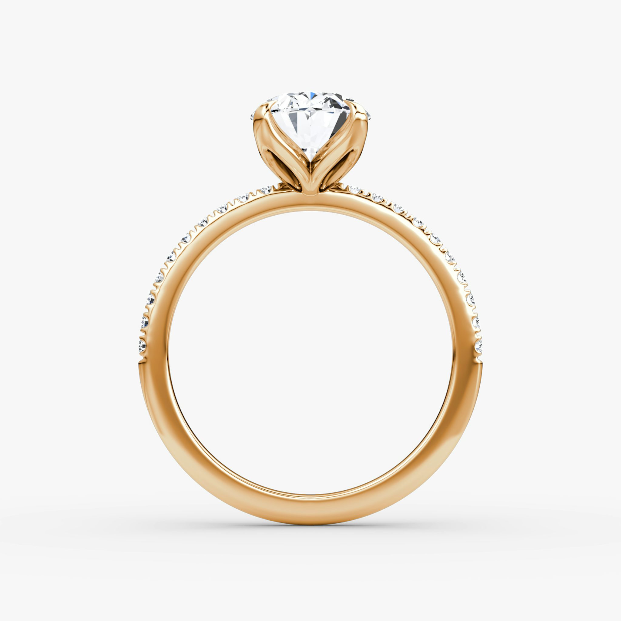 The Classic Petal | Oval | 14k | Rose Gold | bandAccent: Pavé | diamondOrientation: vertical | caratWeight: other