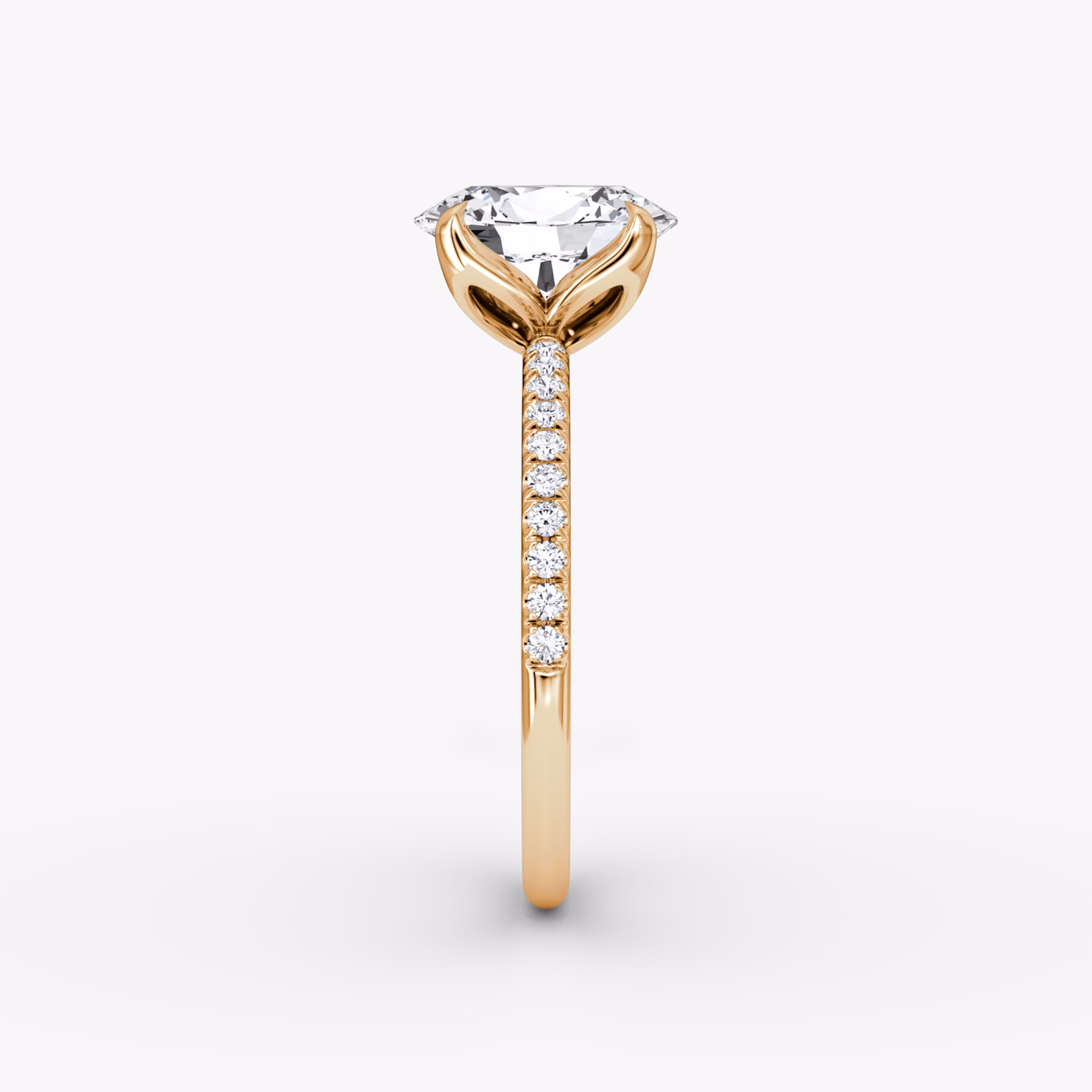 The Classic Petal | Oval | 14k | Rose Gold | bandAccent: Pavé | diamondOrientation: vertical | caratWeight: other