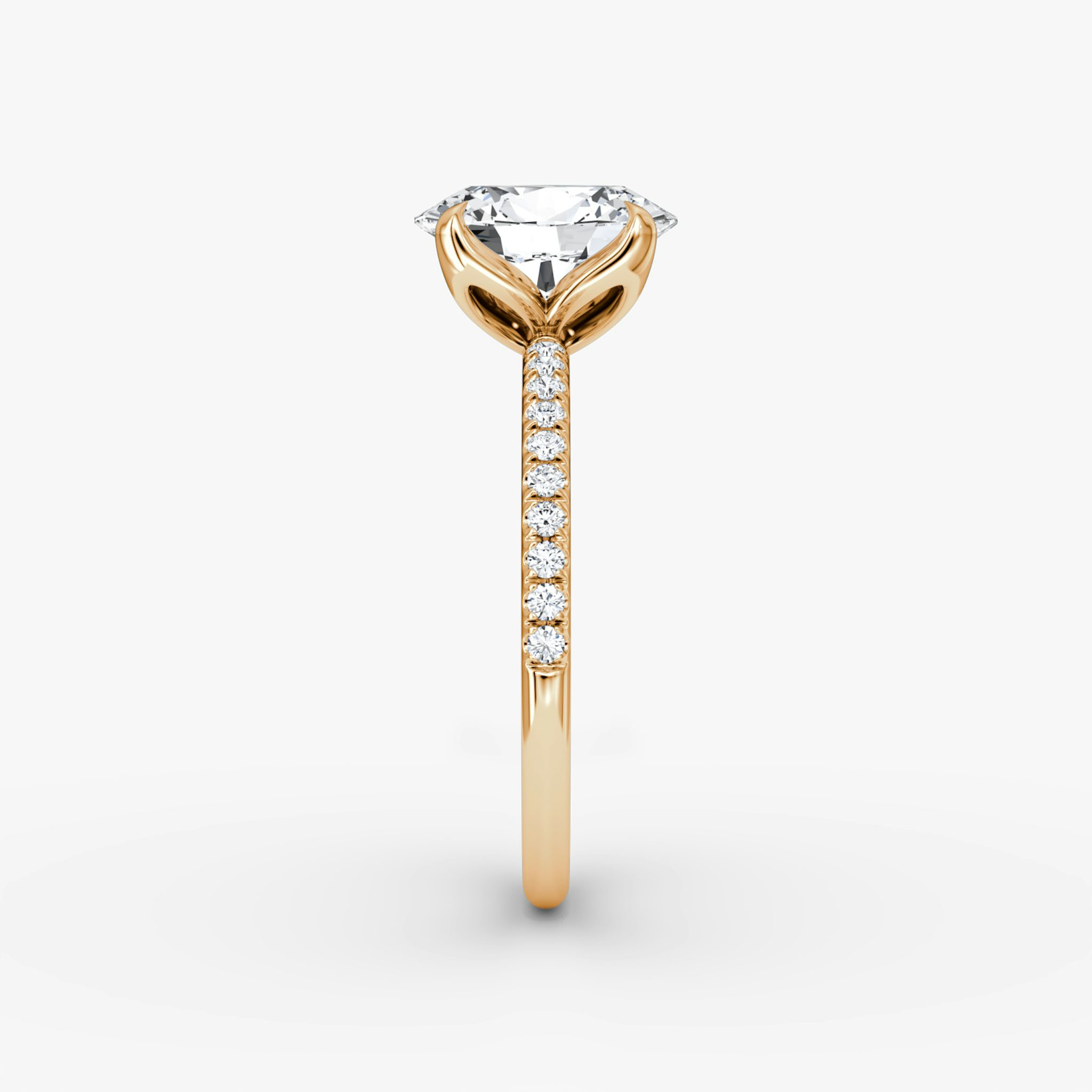 The Classic Petal | Oval | 14k | Rose Gold | bandAccent: Pavé | diamondOrientation: vertical | caratWeight: other