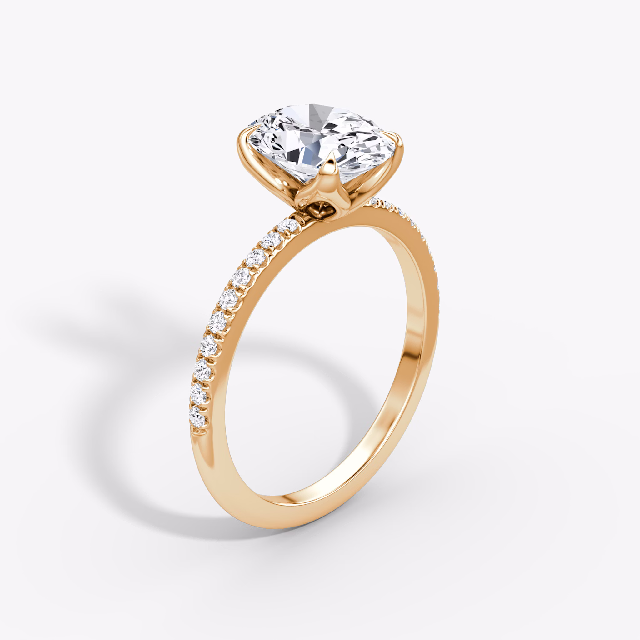 The Classic Petal | Oval | 14k | Rose Gold | bandAccent: Pavé | diamondOrientation: vertical | caratWeight: other