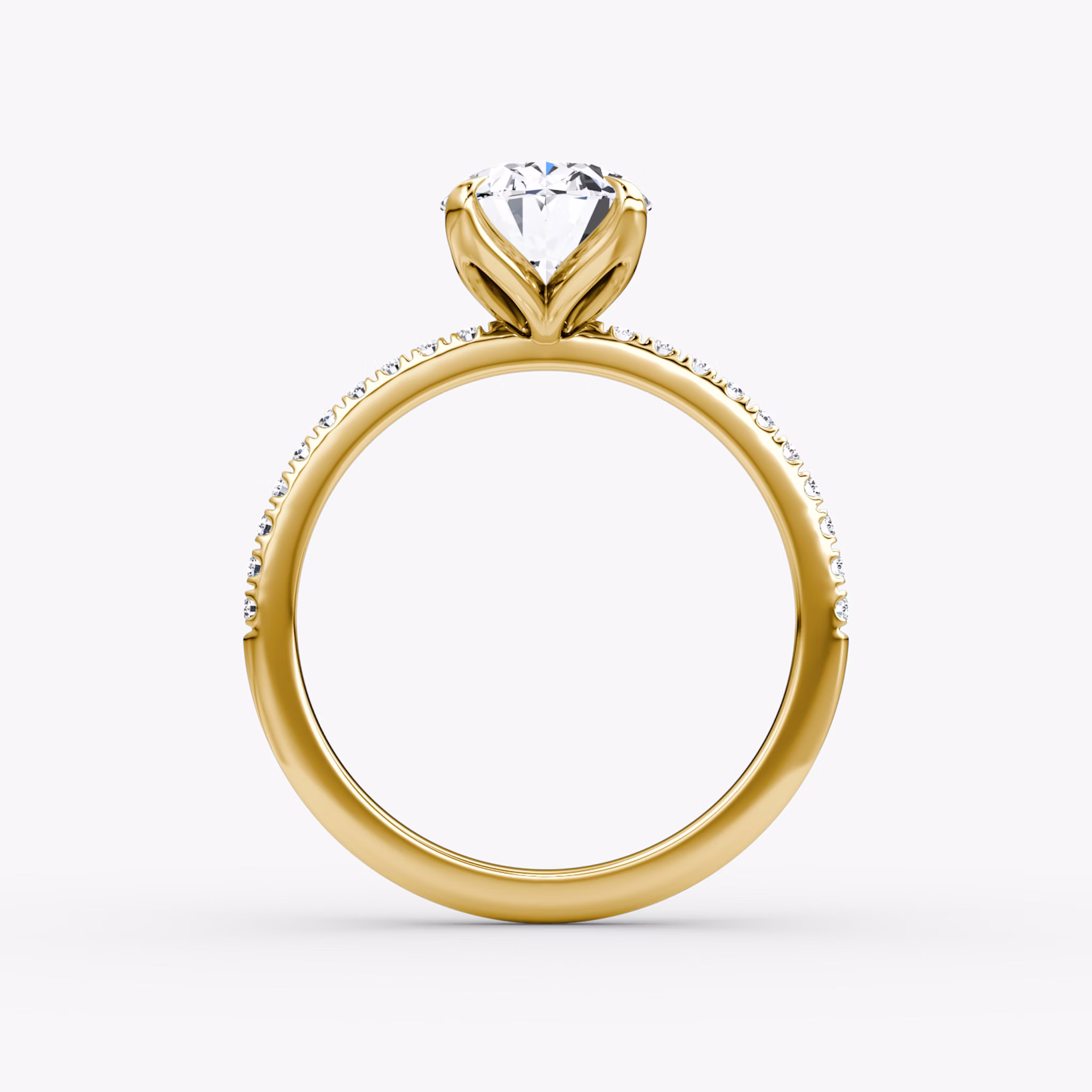 The Classic Petal | Oval | 18k | Yellow Gold | bandAccent: Pavé | diamondOrientation: vertical | caratWeight: other