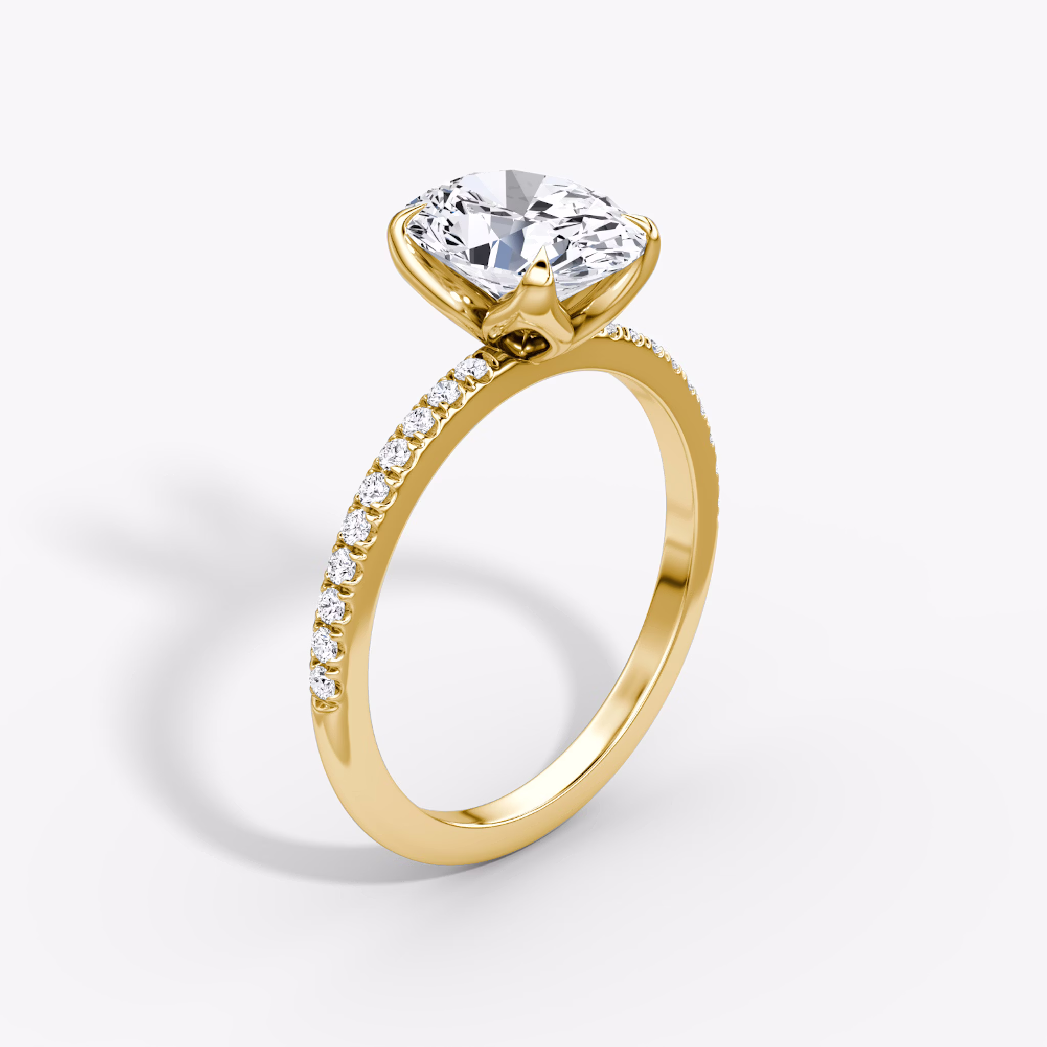 The Classic Petal | Oval | 18k | Yellow Gold | bandAccent: Pavé | diamondOrientation: vertical | caratWeight: other