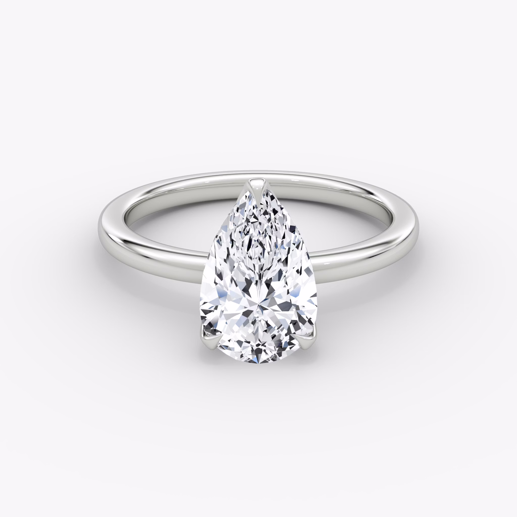The Classic Petal | Pear | Platinum | bandAccent: Plain | diamondOrientation: vertical | caratWeight: other