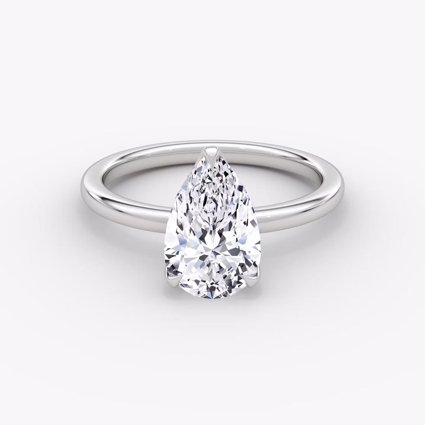 The Classic Petal | Pear | 18k | White Gold | bandAccent: Plain | diamondOrientation: vertical | caratWeight: other