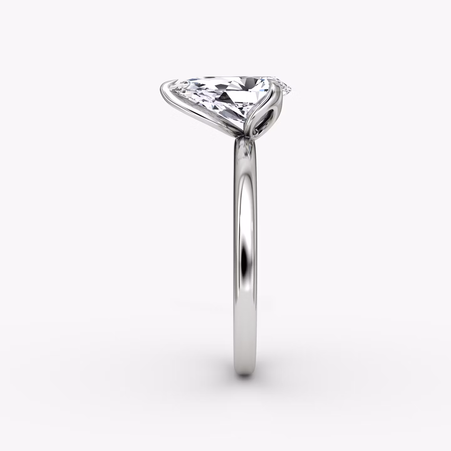 The Classic Petal | Pear | 18k | White Gold | bandAccent: Plain | diamondOrientation: vertical | caratWeight: other