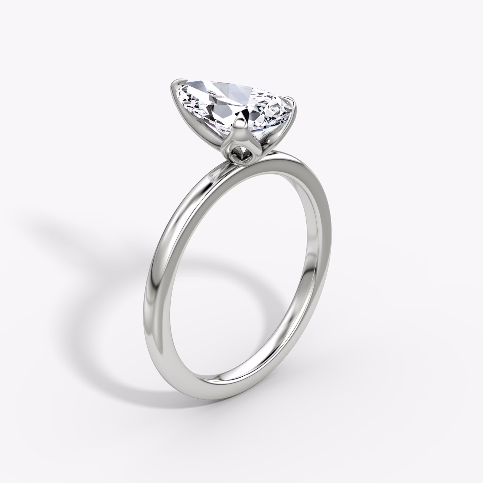 The Classic Petal | Pear | Platinum | bandAccent: Plain | diamondOrientation: vertical | caratWeight: other