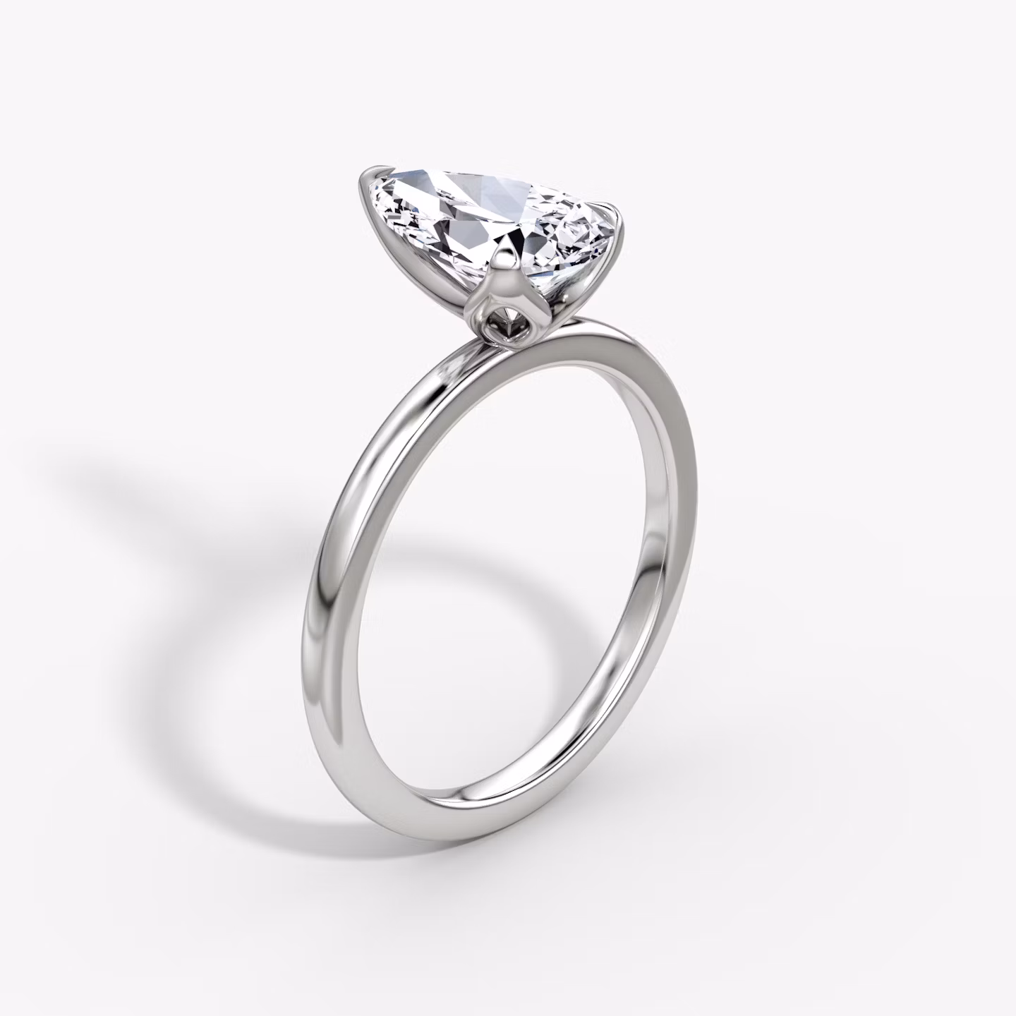 The Classic Petal | Pear | 18k | White Gold | bandAccent: Plain | diamondOrientation: vertical | caratWeight: other