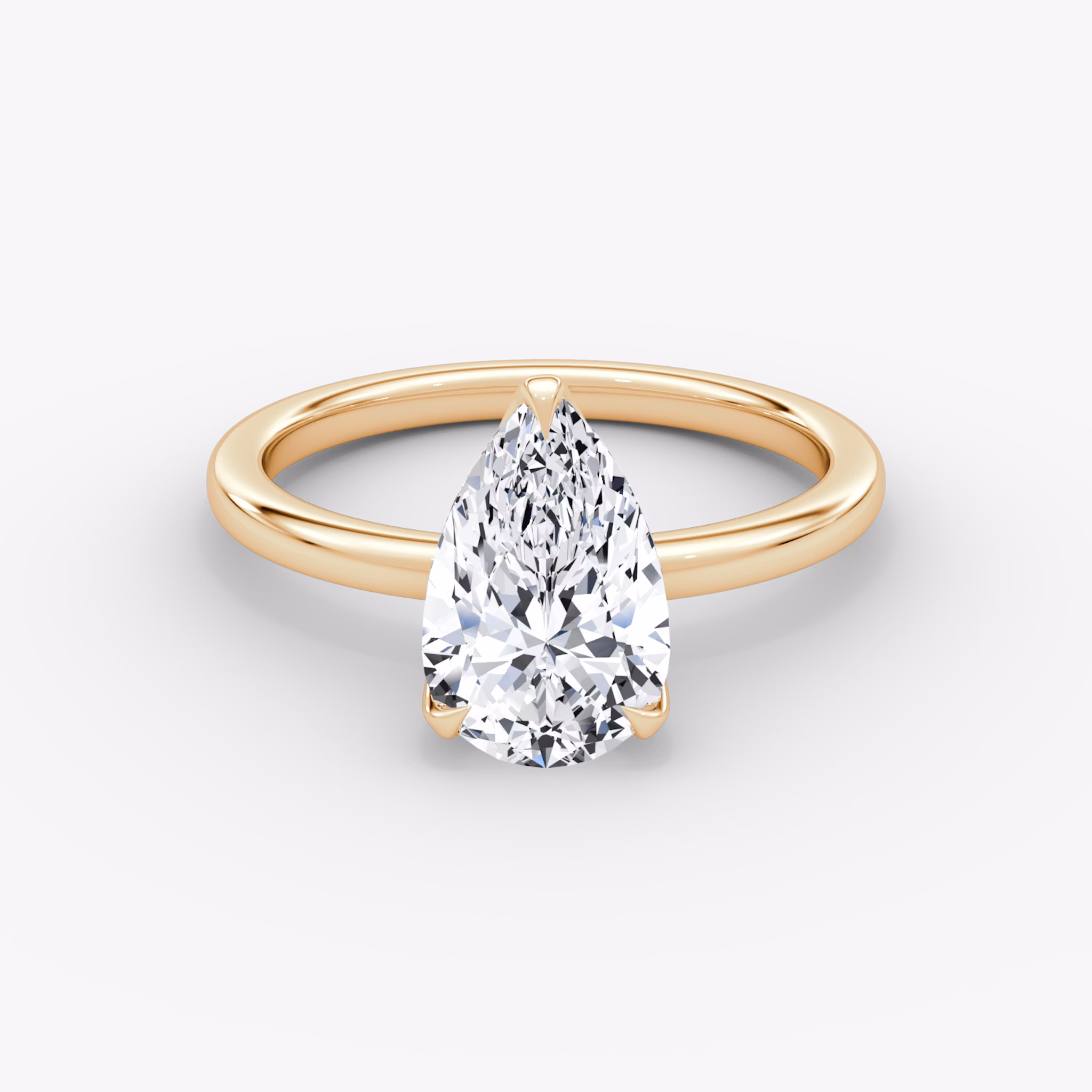 The Classic Petal | Pear | 14k | Rose Gold | bandAccent: Plain | diamondOrientation: vertical | caratWeight: other