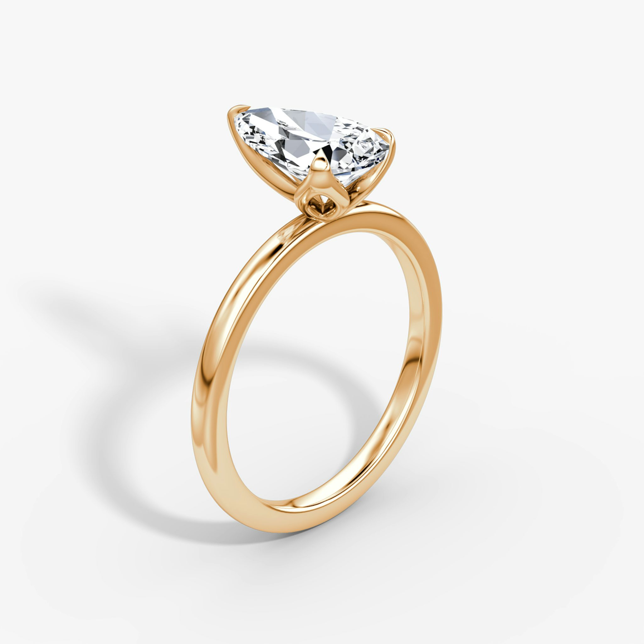 The Classic Petal | Pear | 14k | Rose Gold | bandAccent: Plain | diamondOrientation: vertical | caratWeight: other