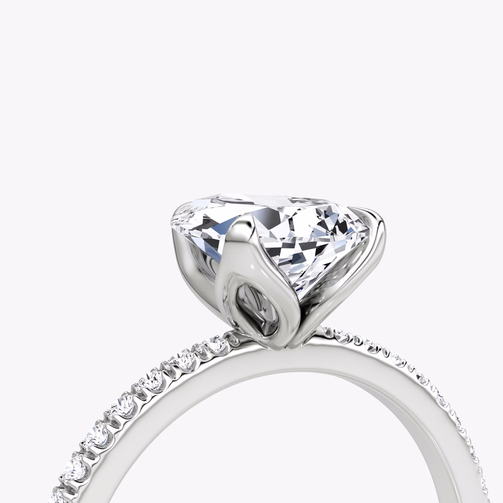 The Classic Petal | Pear | Platinum | bandAccent: Pavé | diamondOrientation: vertical | caratWeight: other
