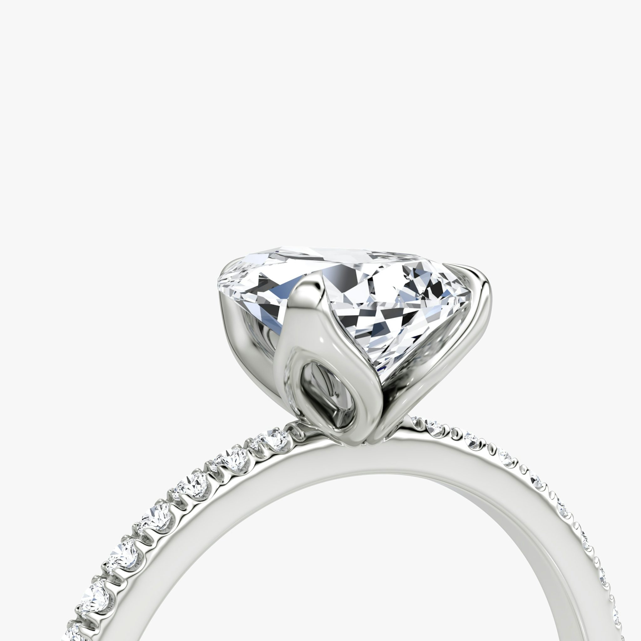 The Classic Petal | Pear | Platinum | bandAccent: Pavé | diamondOrientation: vertical | caratWeight: other