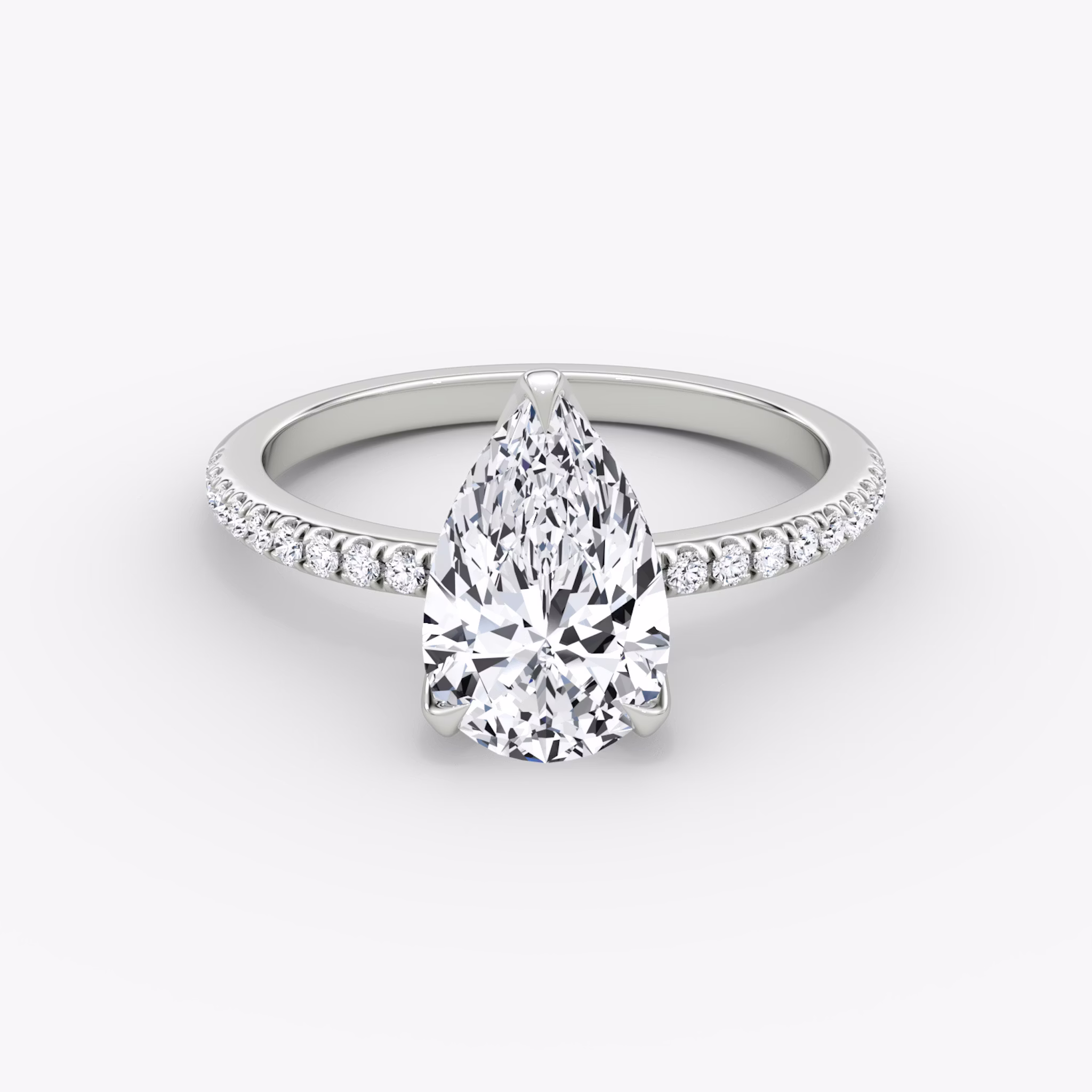 The Classic Petal | Pear | Platinum | bandAccent: Pavé | diamondOrientation: vertical | caratWeight: other