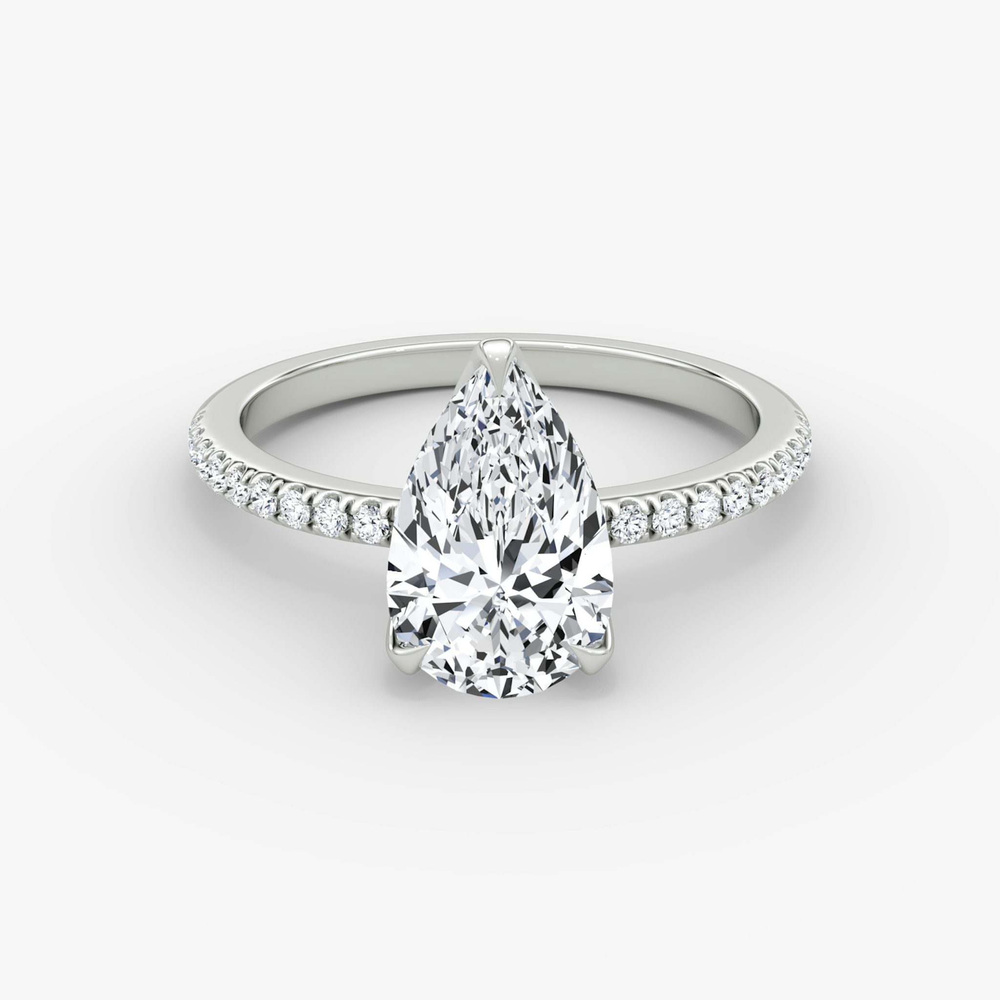 The Classic Petal | Pear | Platinum | bandAccent: Pavé | diamondOrientation: vertical | caratWeight: other