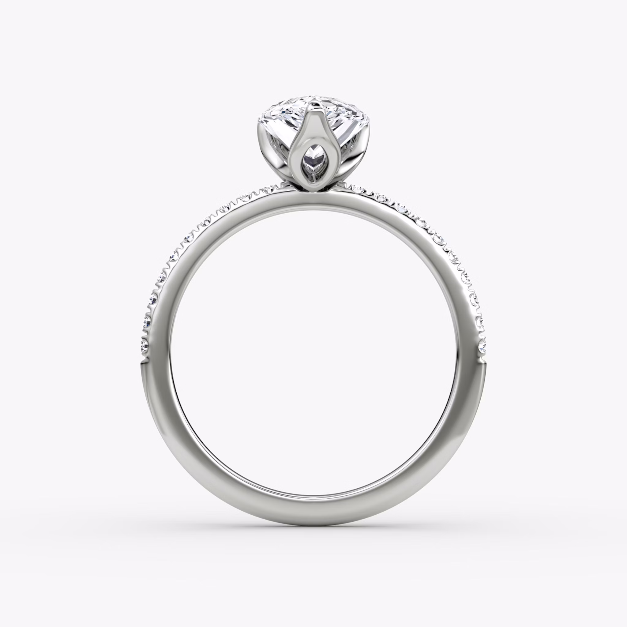 The Classic Petal | Pear | Platinum | bandAccent: Pavé | diamondOrientation: vertical | caratWeight: other