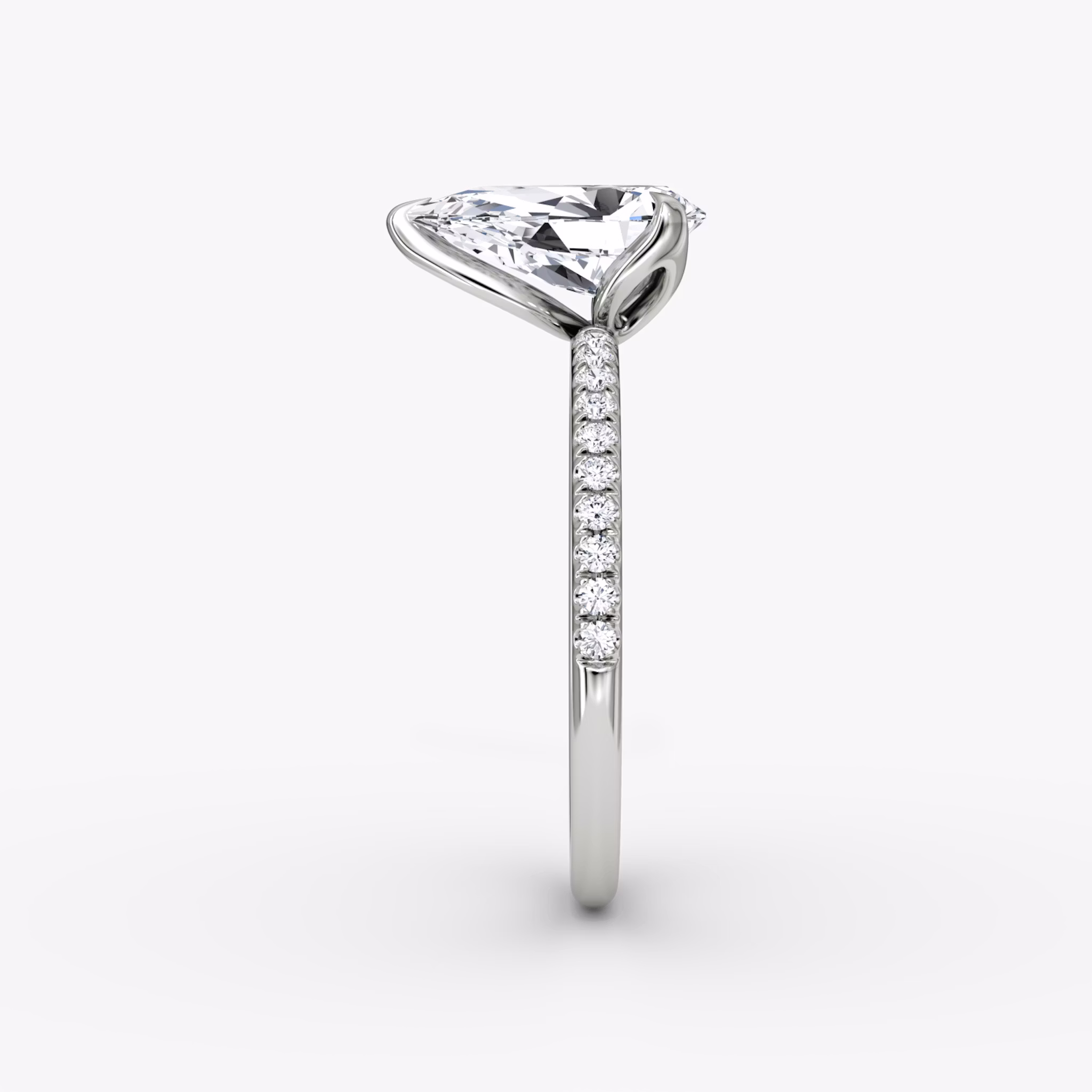 The Classic Petal | Pear | Platinum | bandAccent: Pavé | diamondOrientation: vertical | caratWeight: other