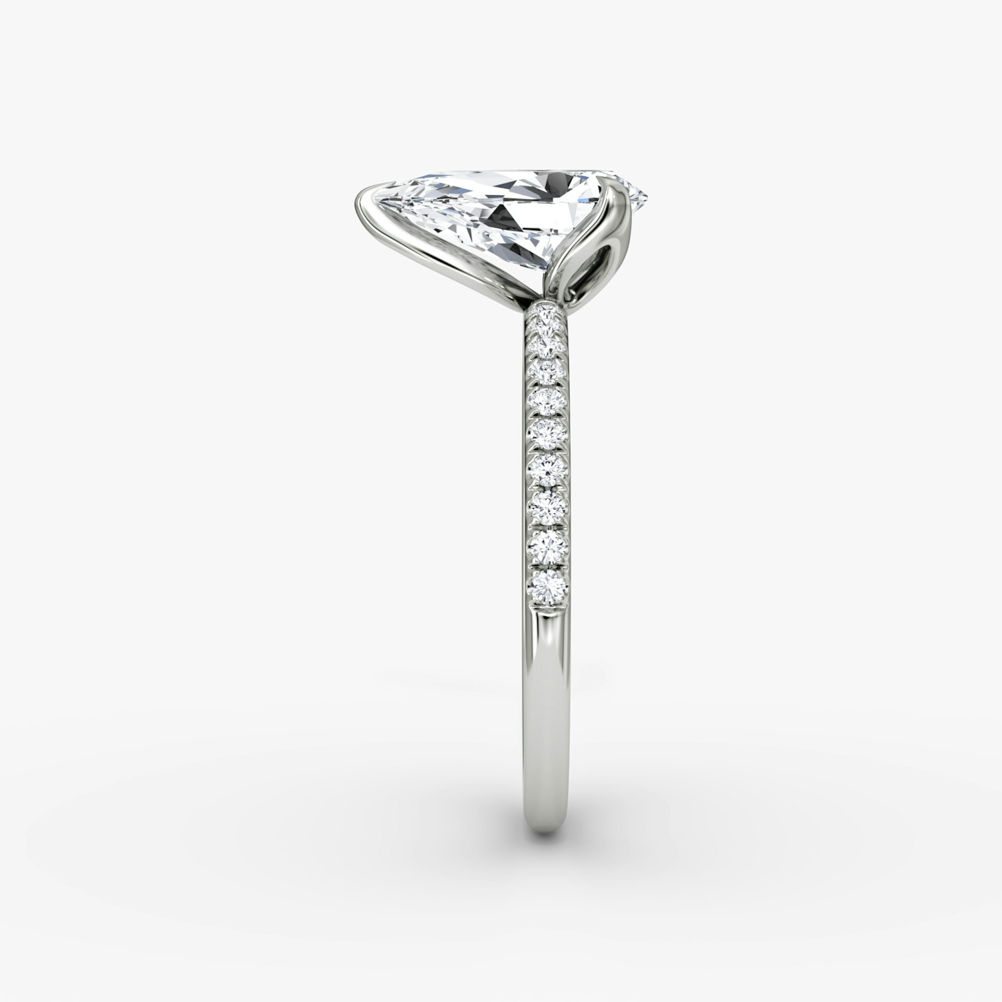 The Classic Petal | Pear | Platinum | bandAccent: Pavé | diamondOrientation: vertical | caratWeight: other
