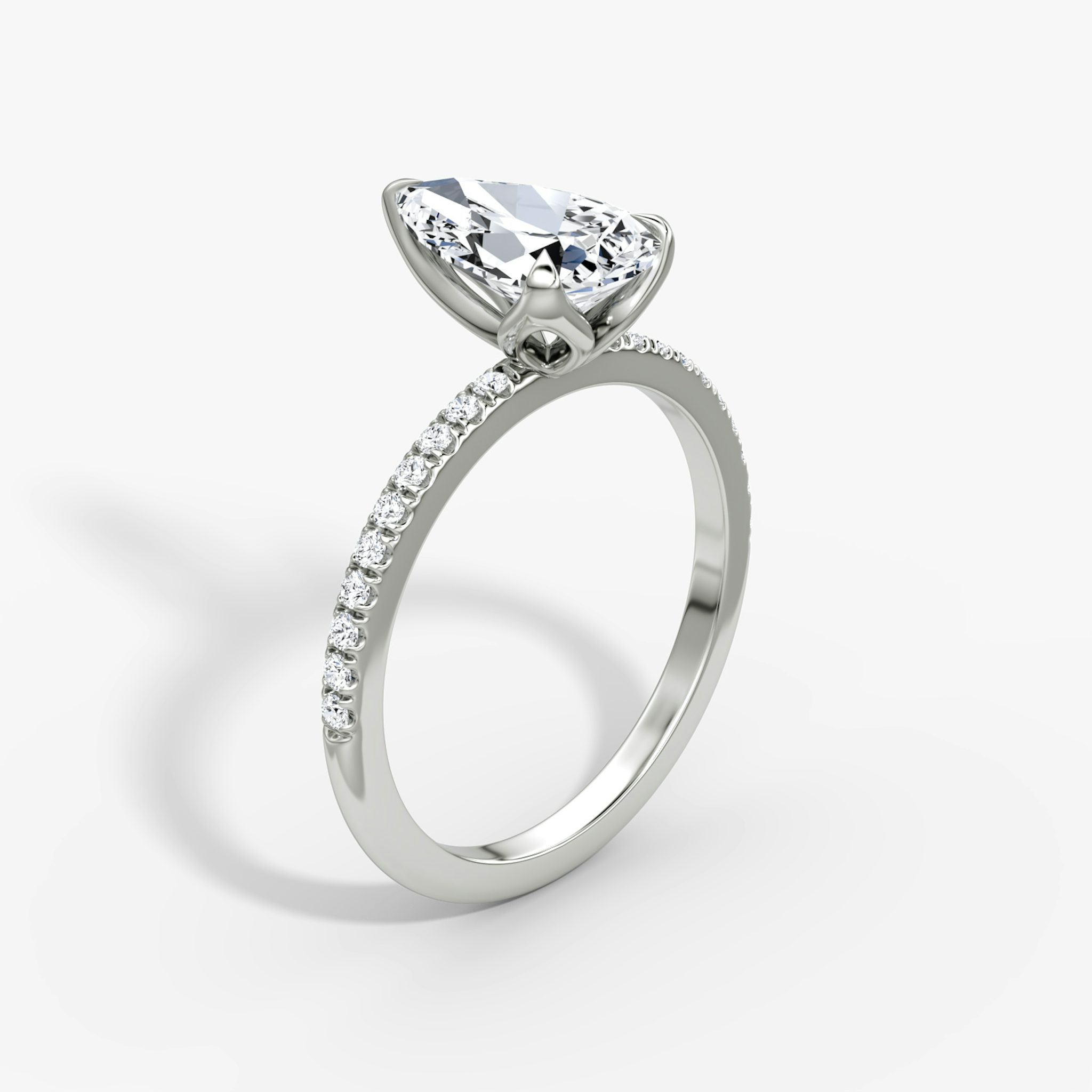 The Classic Petal | Pear | Platinum | bandAccent: Pavé | diamondOrientation: vertical | caratWeight: other