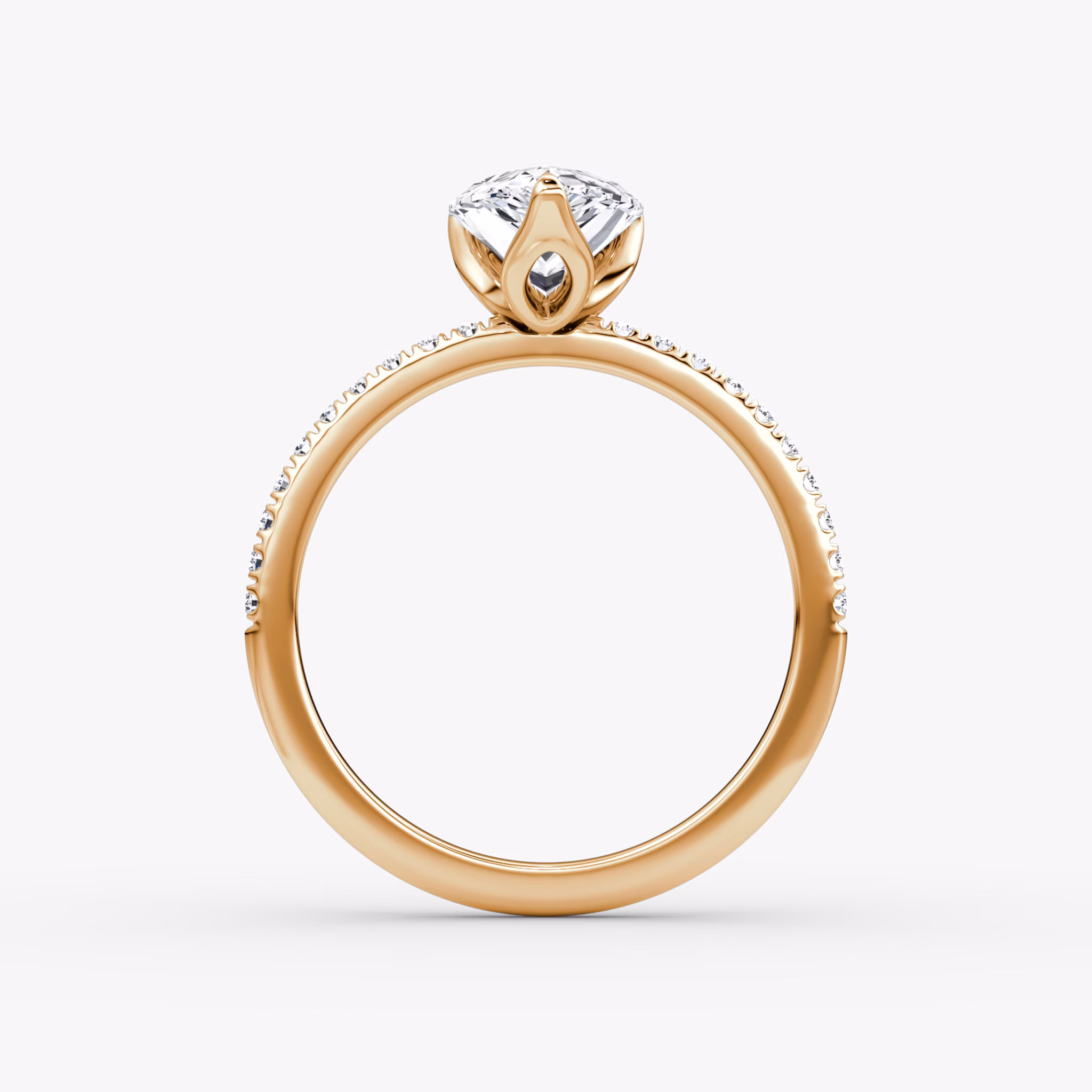 The Classic Petal | Pear | 14k | Rose Gold | bandAccent: Pavé | diamondOrientation: vertical | caratWeight: other