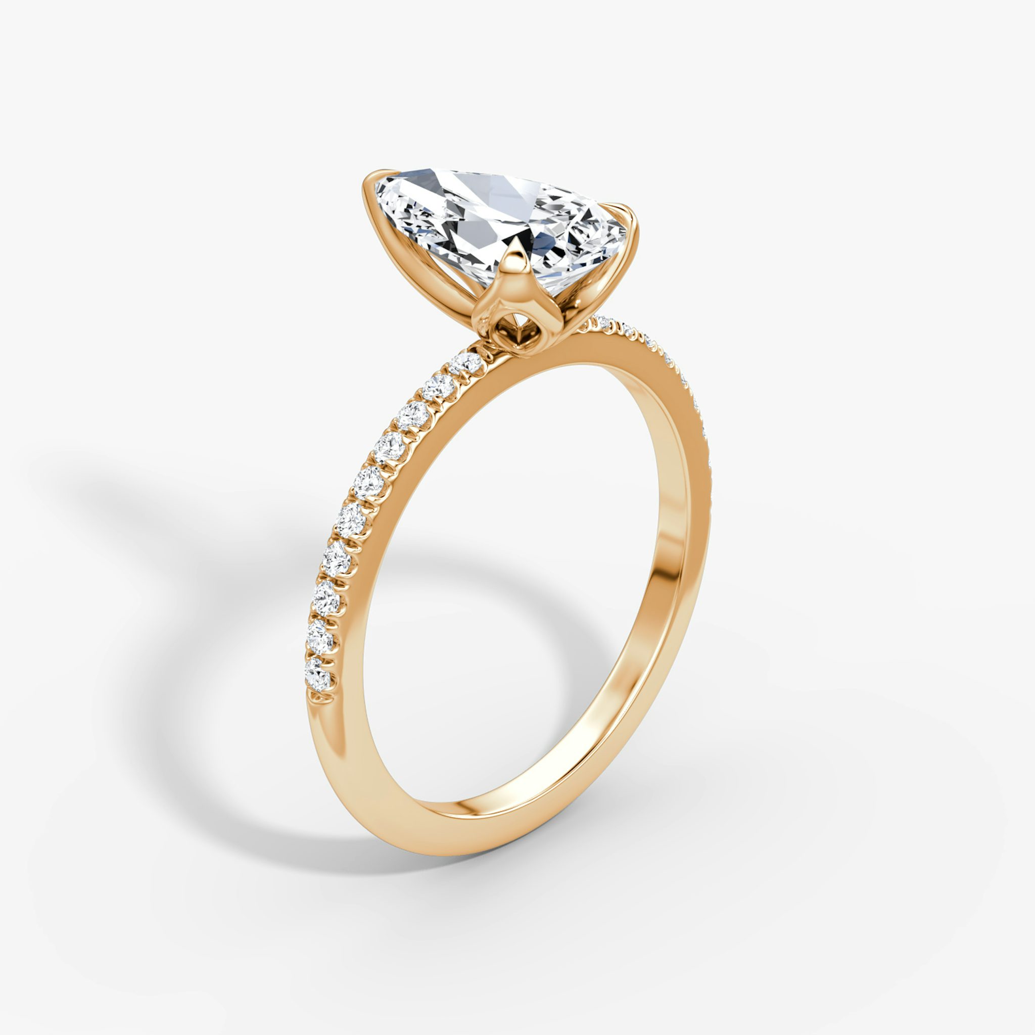 The Classic Petal | Pear | 14k | Rose Gold | bandAccent: Pavé | diamondOrientation: vertical | caratWeight: other