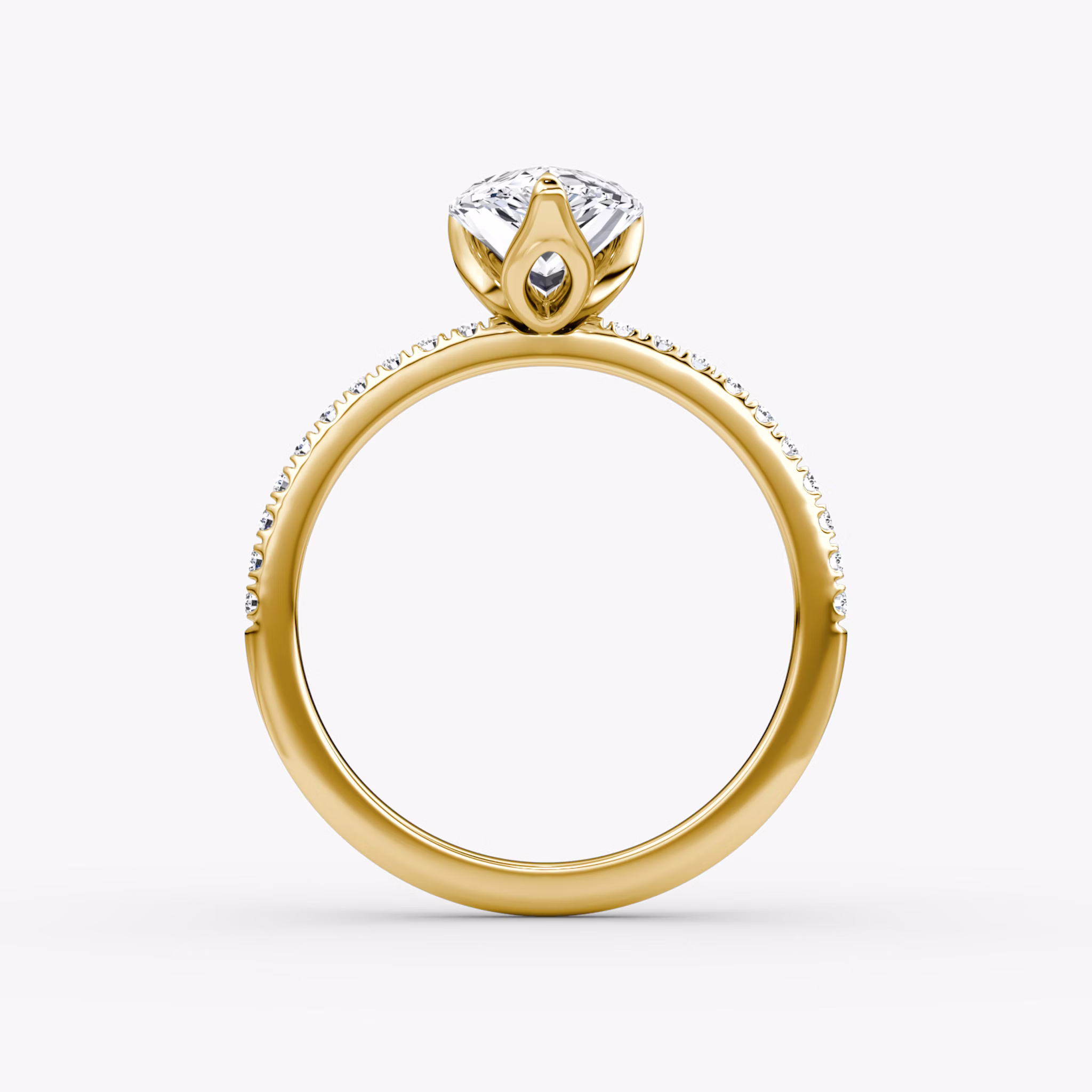 The Classic Petal | Pear | 18k | Yellow Gold | bandAccent: Pavé | diamondOrientation: vertical | caratWeight: other
