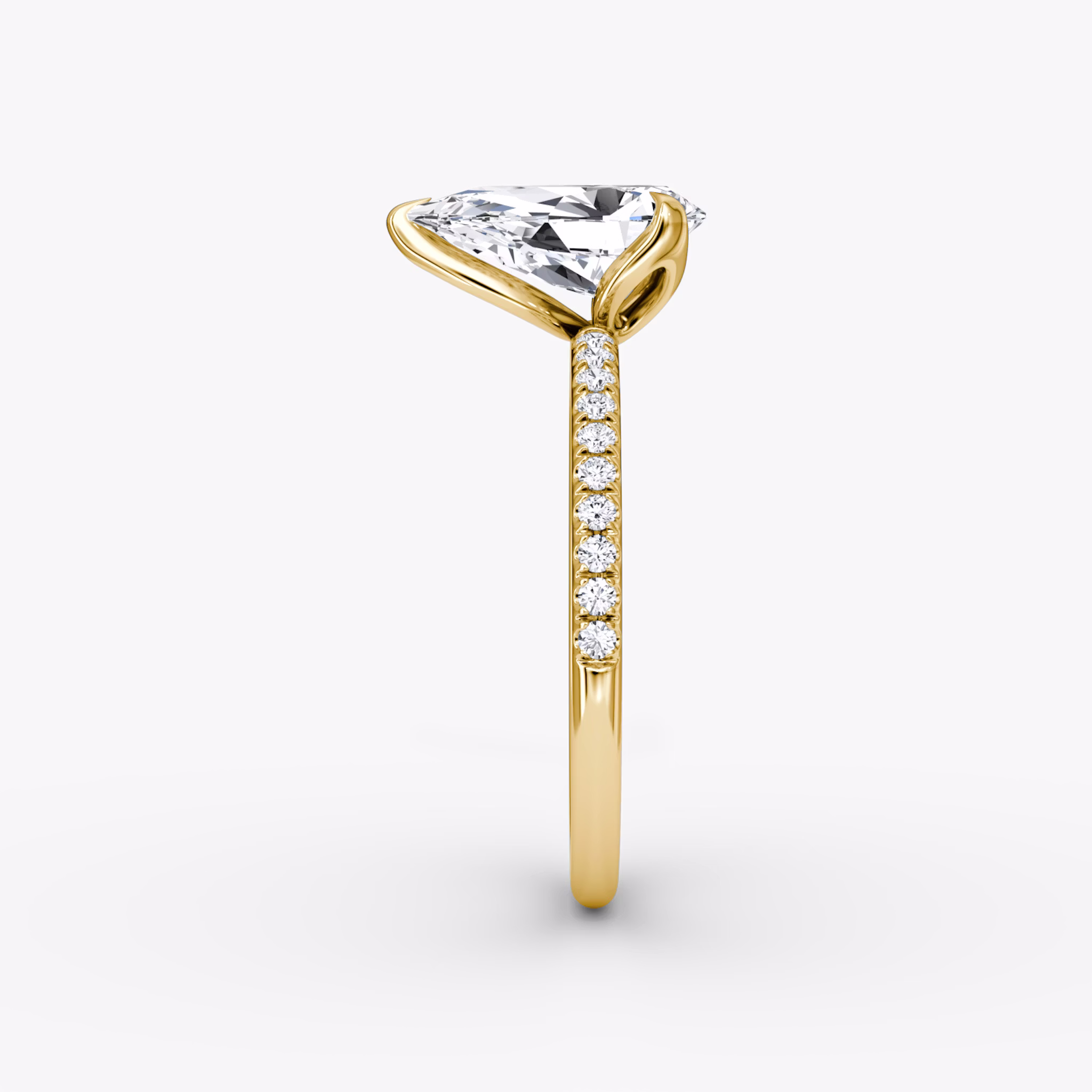 The Classic Petal | Pear | 18k | Yellow Gold | bandAccent: Pavé | diamondOrientation: vertical | caratWeight: other