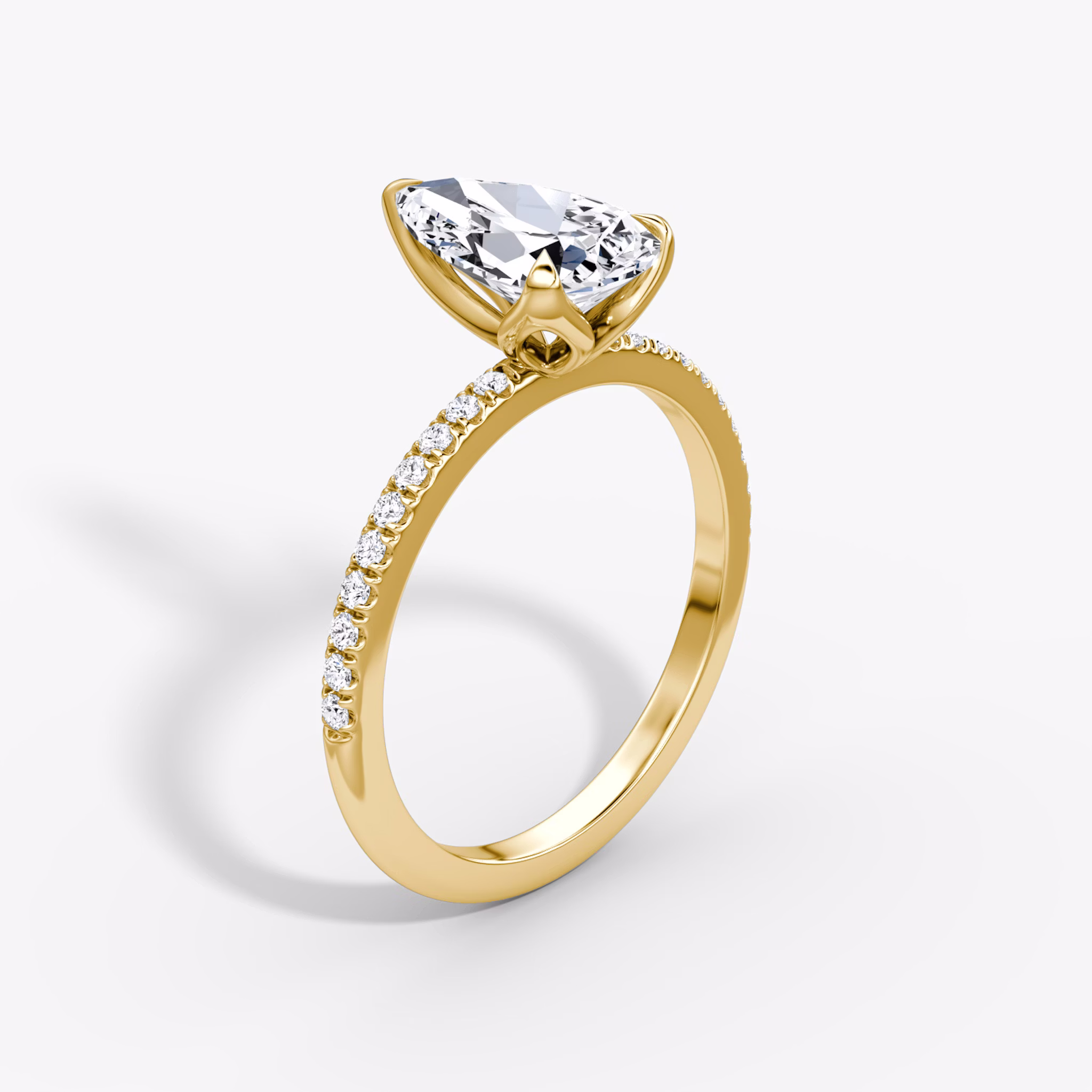 The Classic Petal | Pear | 18k | Yellow Gold | bandAccent: Pavé | diamondOrientation: vertical | caratWeight: other