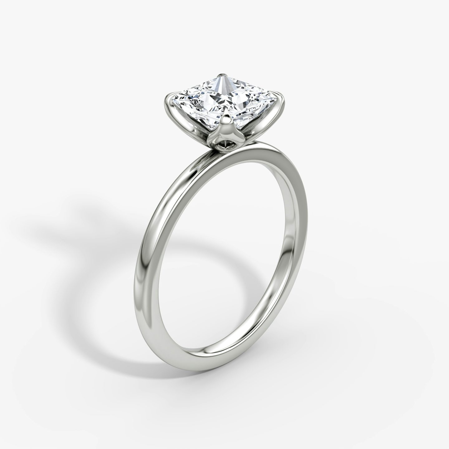 The Classic Petal | Princess | 18k | White Gold | bandAccent: Plain | diamondOrientation: vertical | caratWeight: other