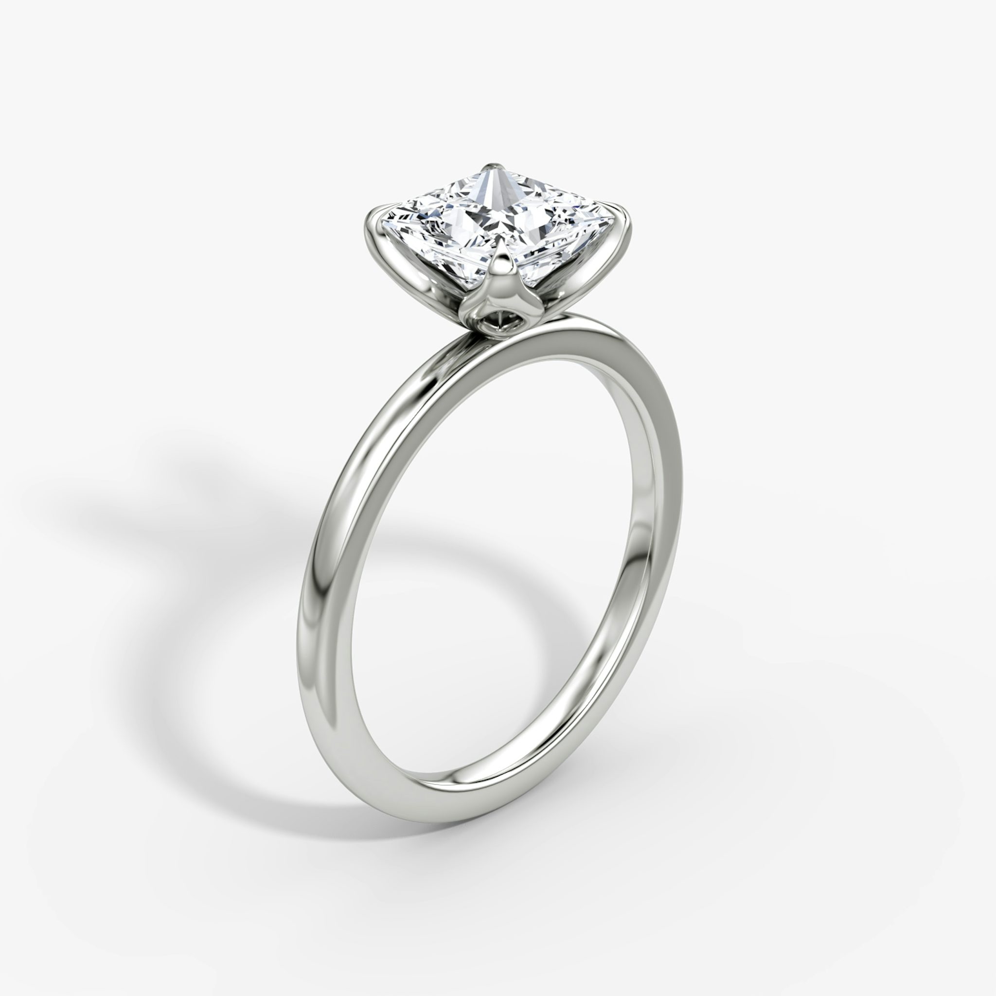 The Classic Petal | Princess | Platinum | bandAccent: Plain | diamondOrientation: vertical | caratWeight: other