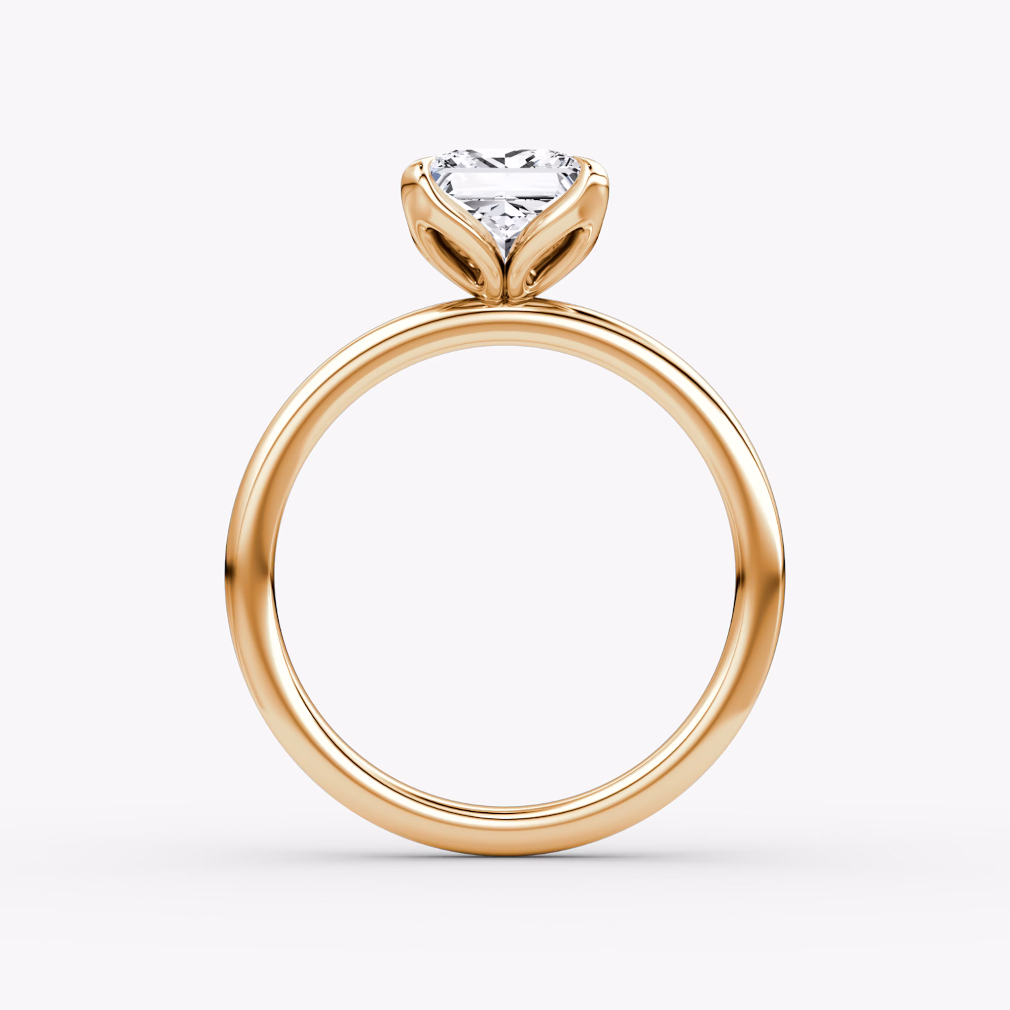 The Classic Petal | Princess | 14k | Rose Gold | bandAccent: Plain | diamondOrientation: vertical | caratWeight: other