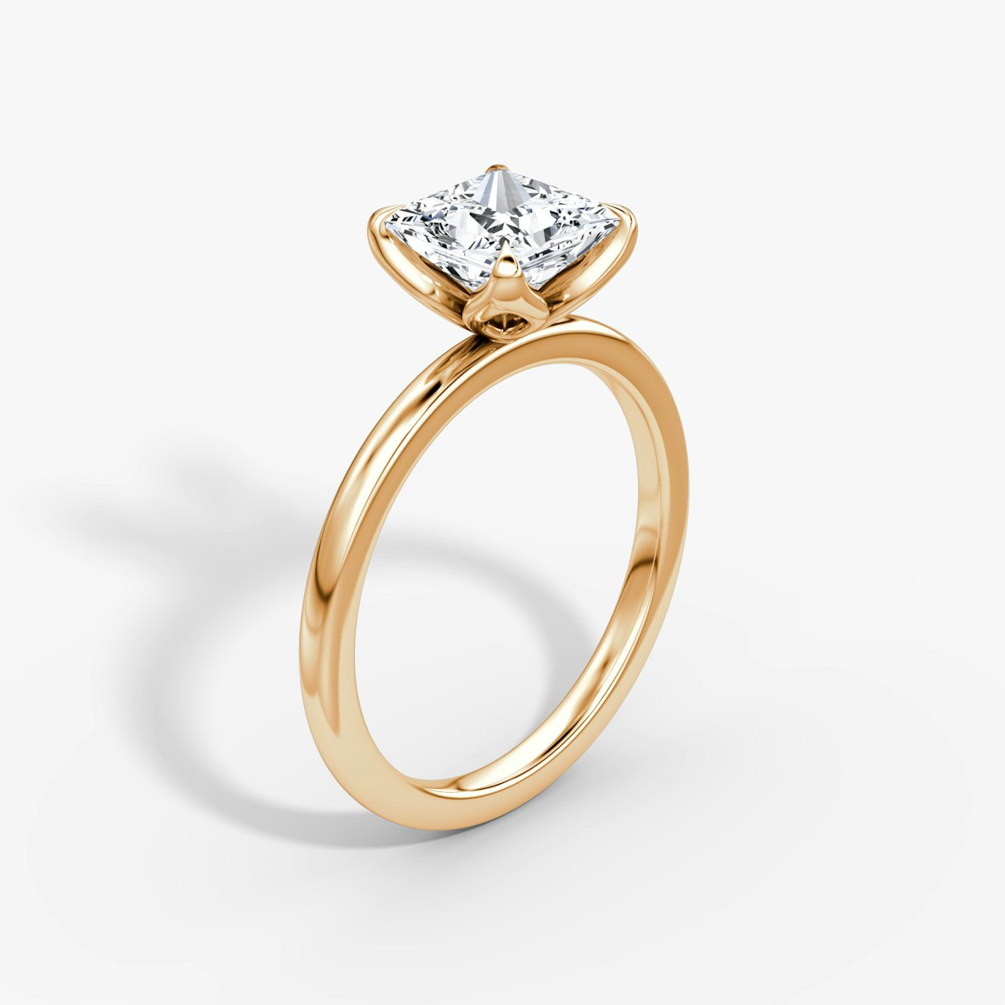 The Classic Petal | Princess | 14k | Rose Gold | bandAccent: Plain | diamondOrientation: vertical | caratWeight: other