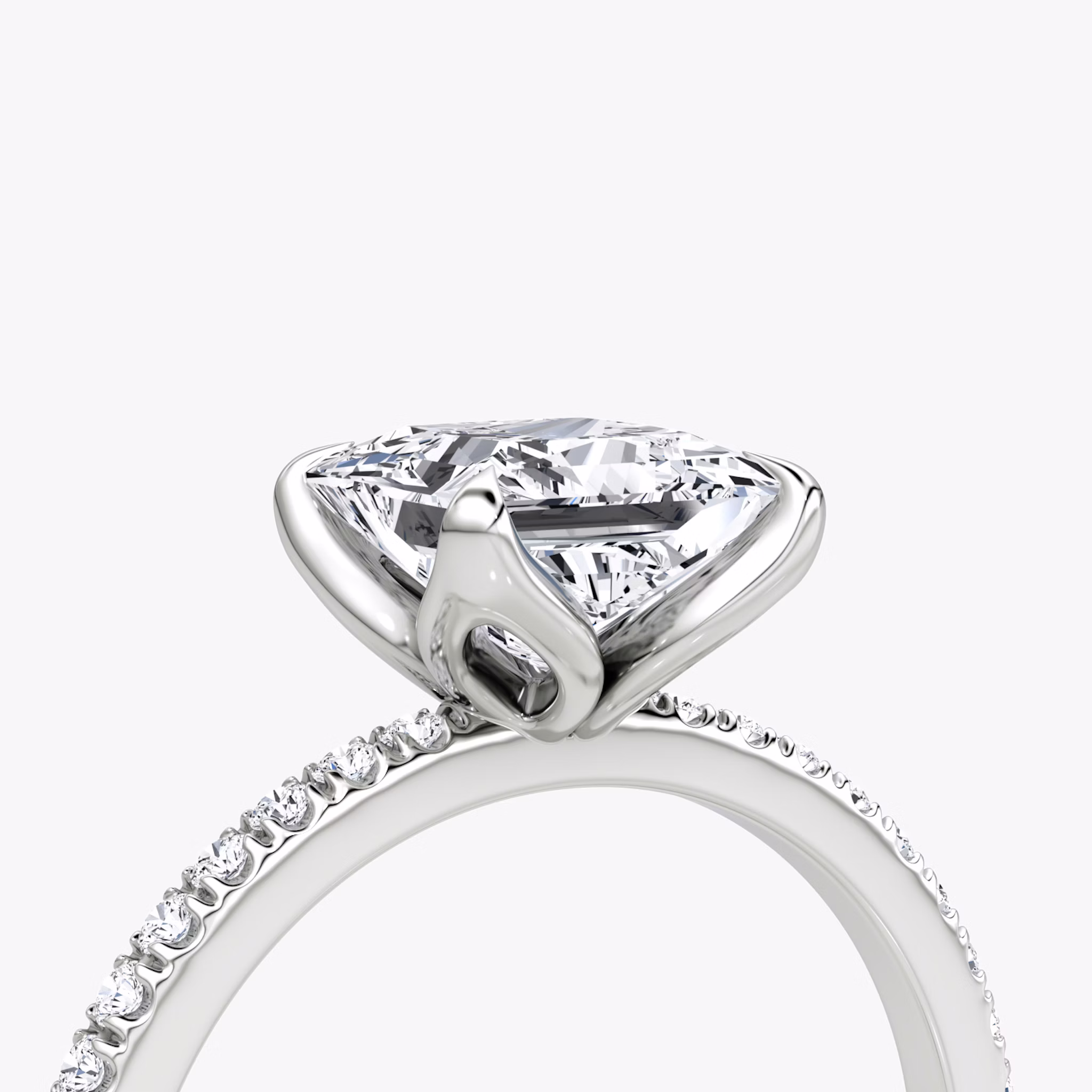 The Classic Petal | Princess | Platinum | bandAccent: Pavé | diamondOrientation: vertical | caratWeight: other