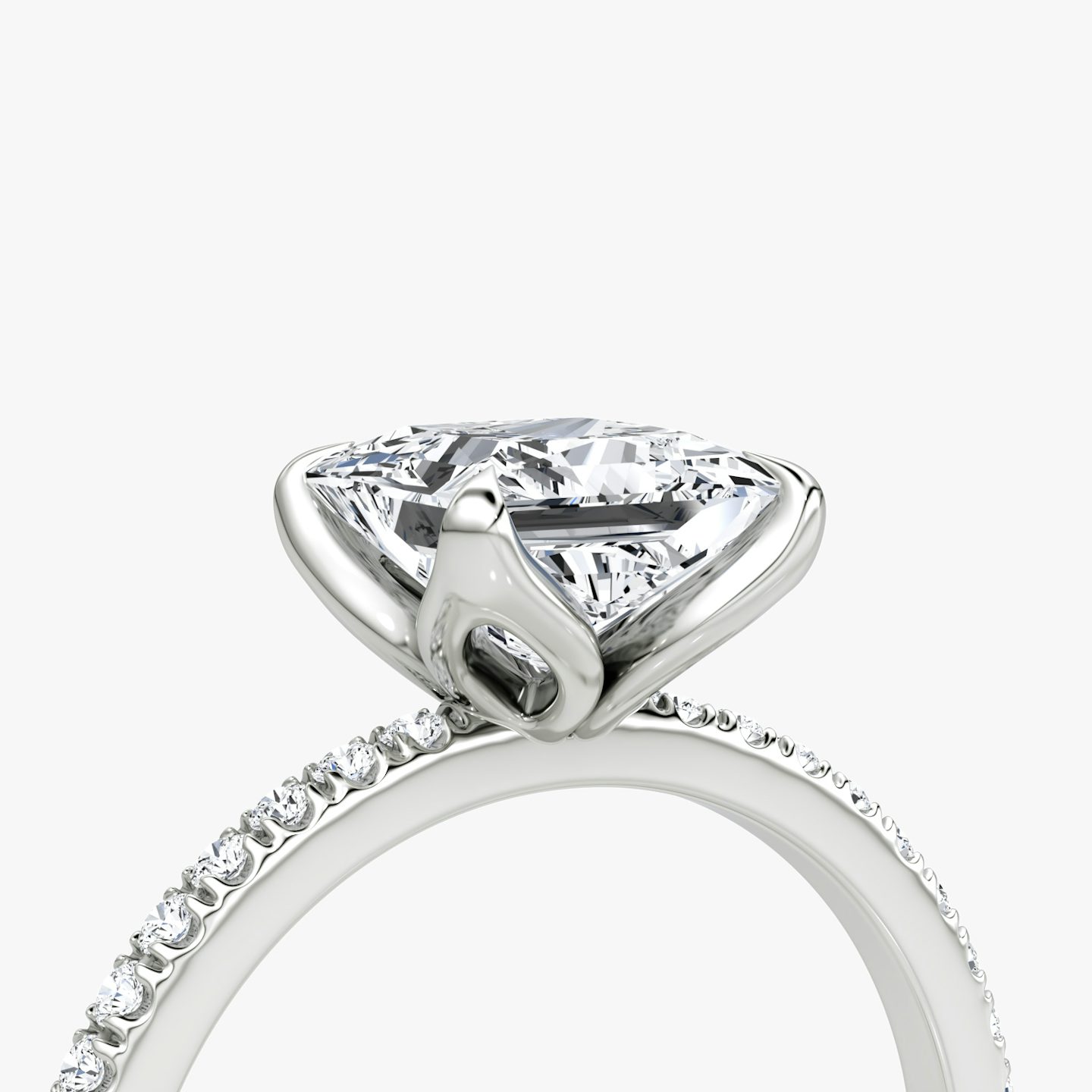 The Classic Petal | Princess | 18k | White Gold | bandAccent: Pavé | diamondOrientation: vertical | caratWeight: other