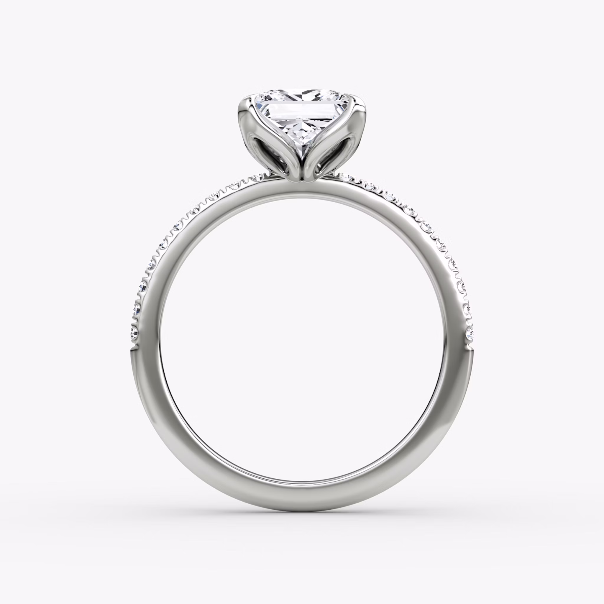 The Classic Petal | Princess | Platinum | bandAccent: Pavé | diamondOrientation: vertical | caratWeight: other