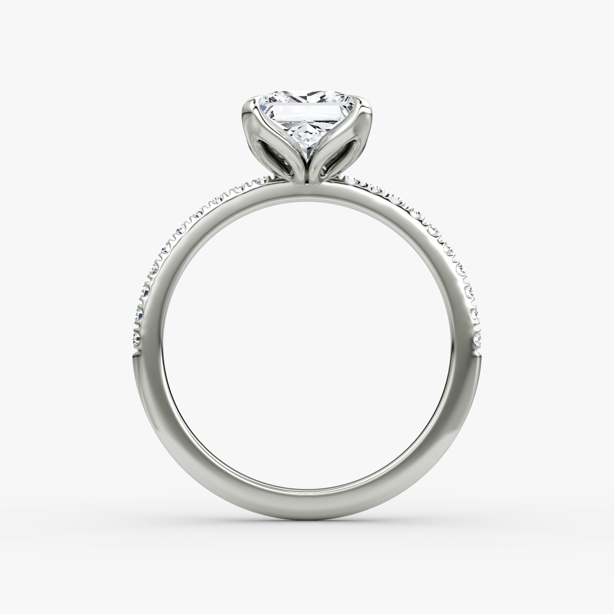 The Classic Petal | Princess | Platinum | bandAccent: Pavé | diamondOrientation: vertical | caratWeight: other