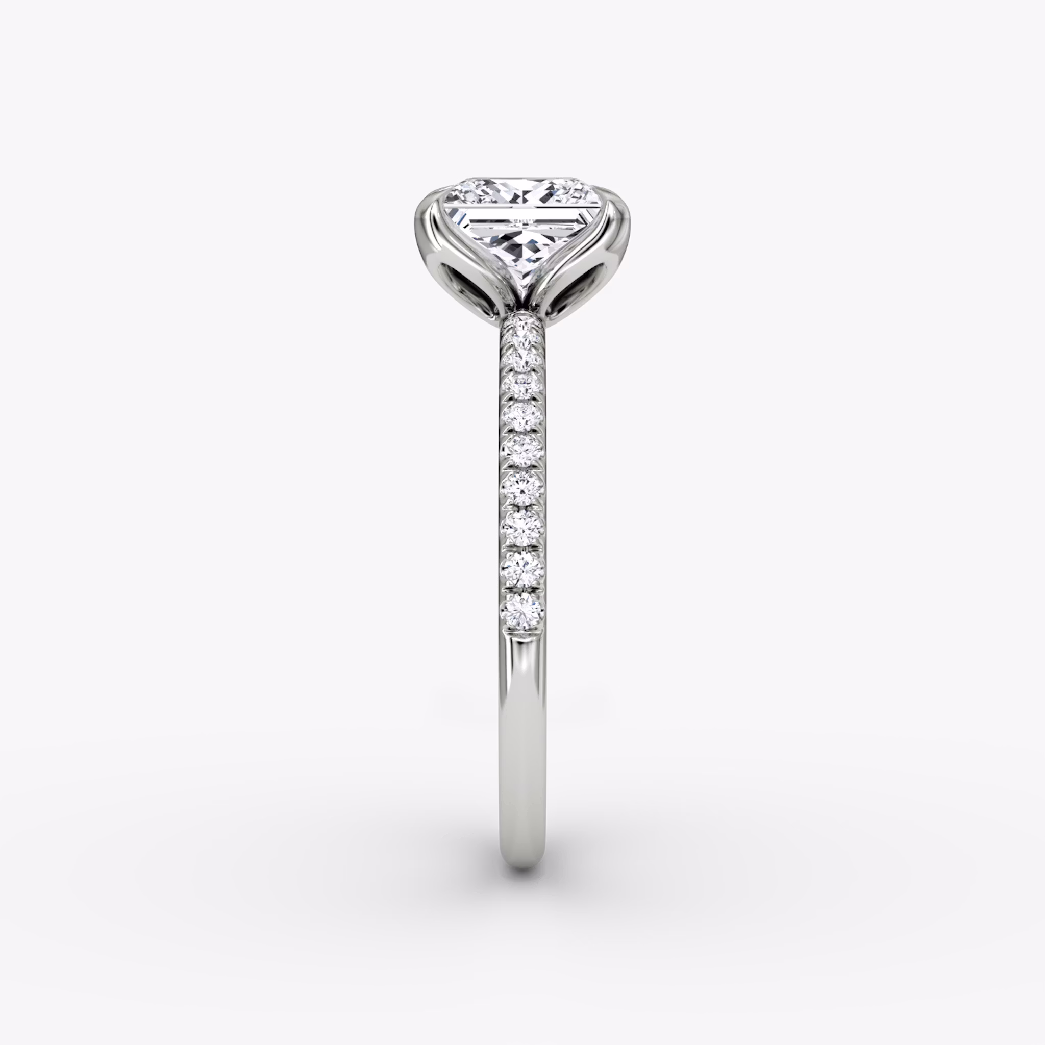 The Classic Petal | Princess | Platinum | bandAccent: Pavé | diamondOrientation: vertical | caratWeight: other