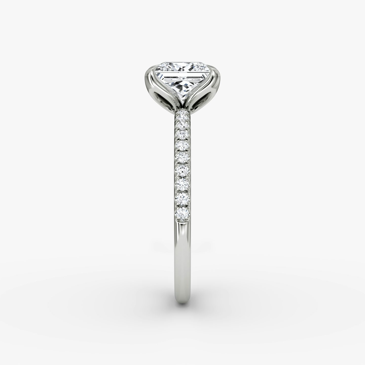 The Classic Petal | Princess | 18k | White Gold | bandAccent: Pavé | diamondOrientation: vertical | caratWeight: other